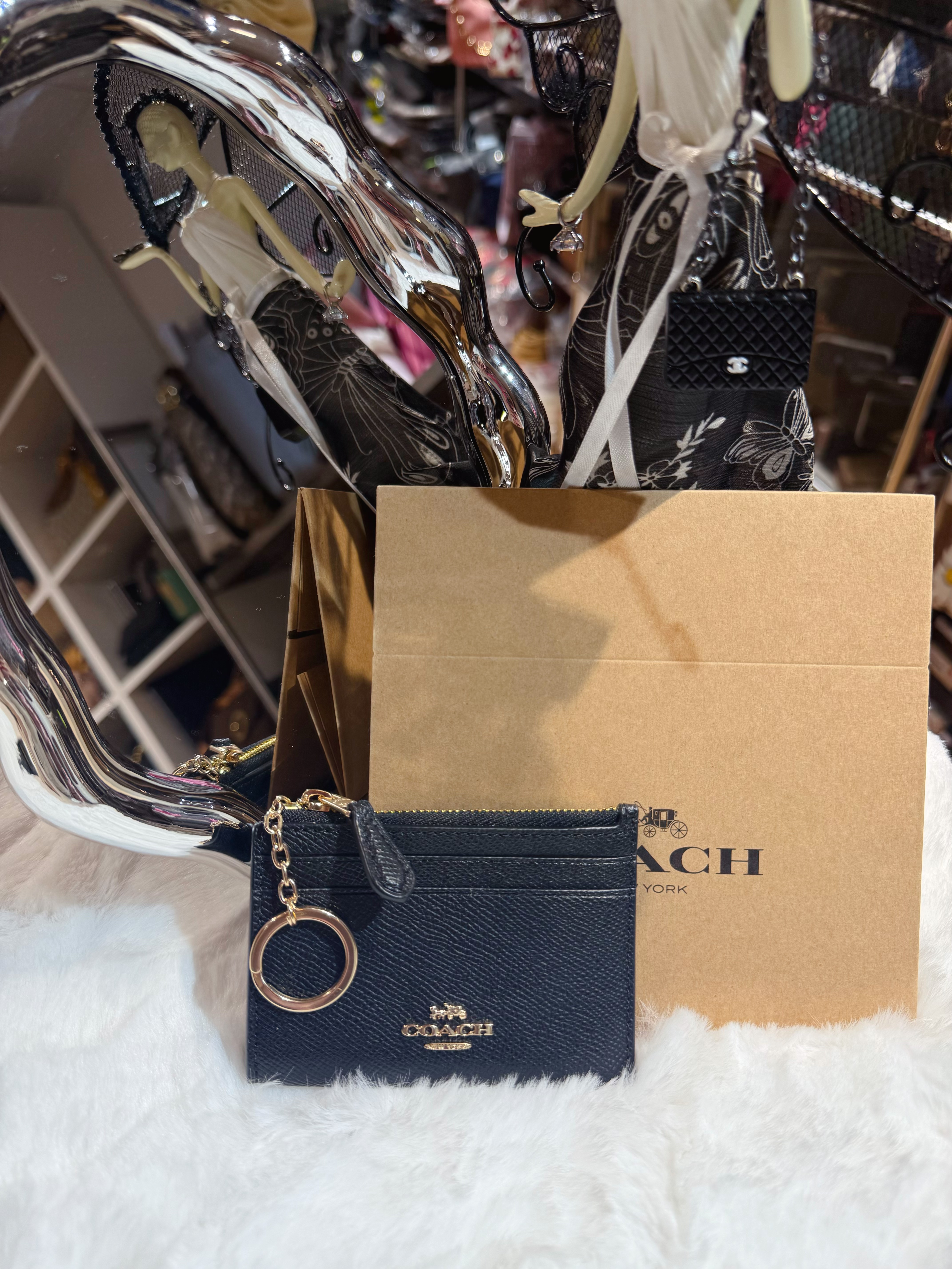 Coach card  coin case blk/g