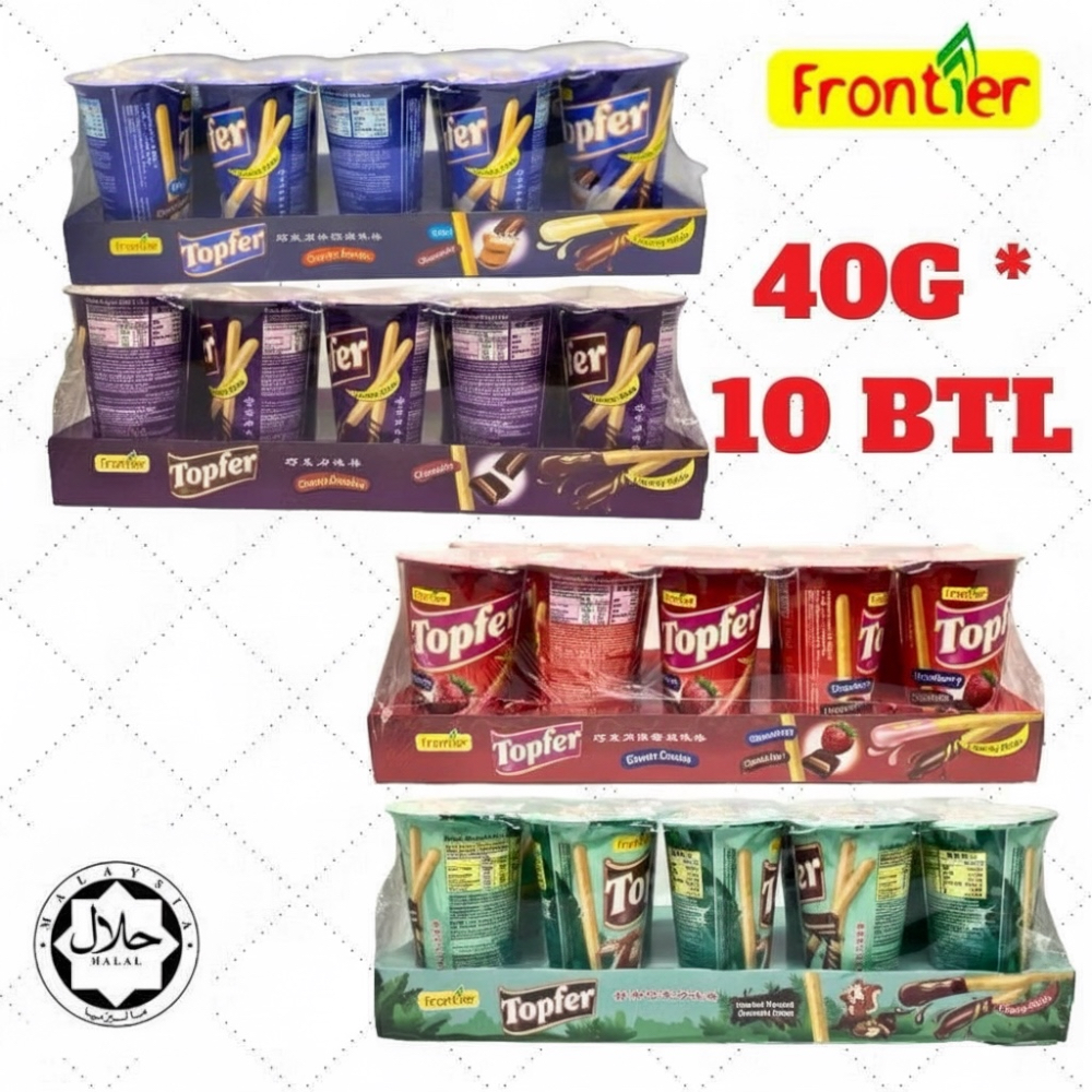 Topfer Crunchy Sticks[Chocolate / Hazelnut Chocolate / Milk & Chocolate / Strawberry & Chocolate] 40g x 10pcs