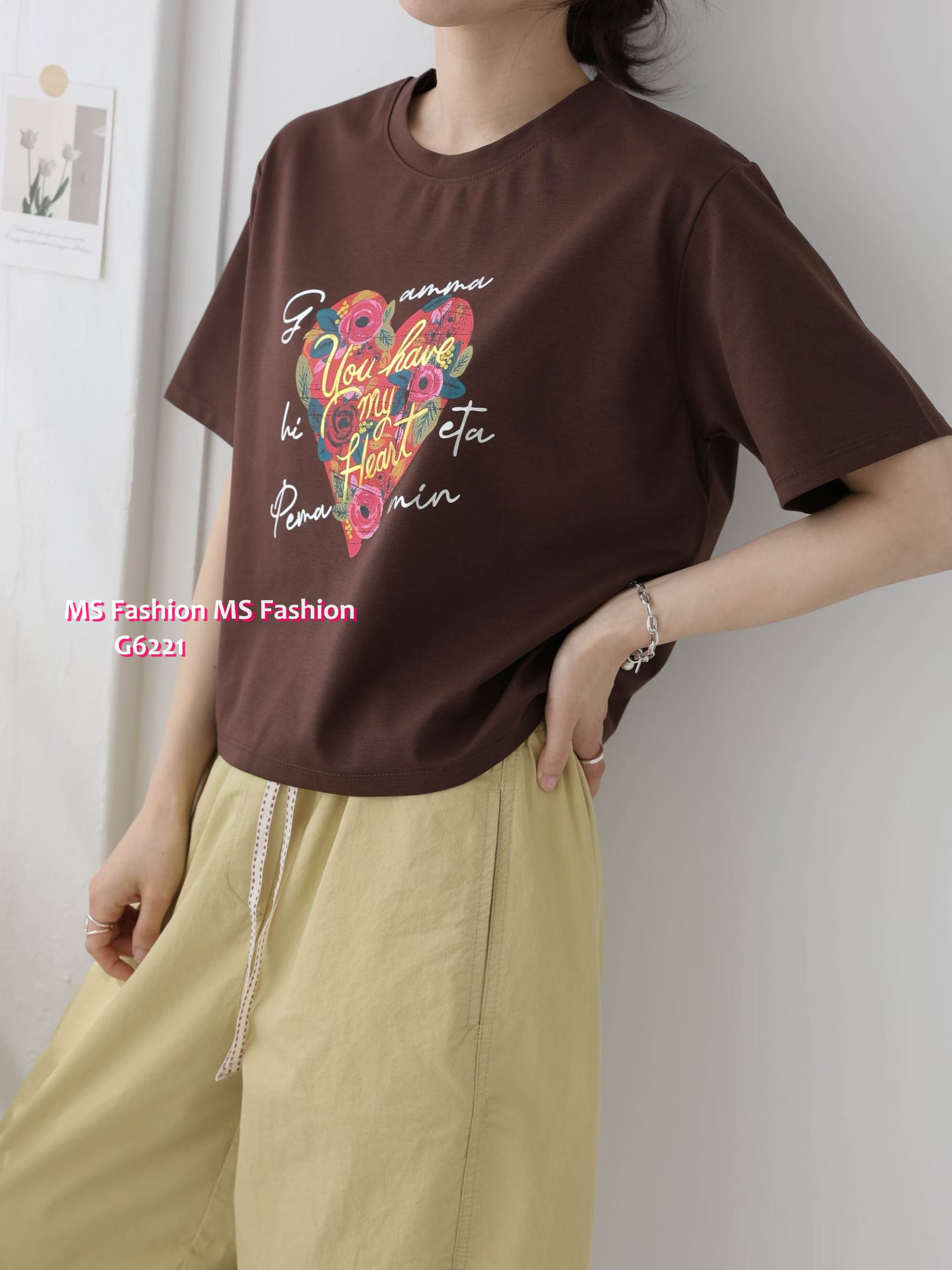 G6221 韓國🇰🇷花朵心型print top