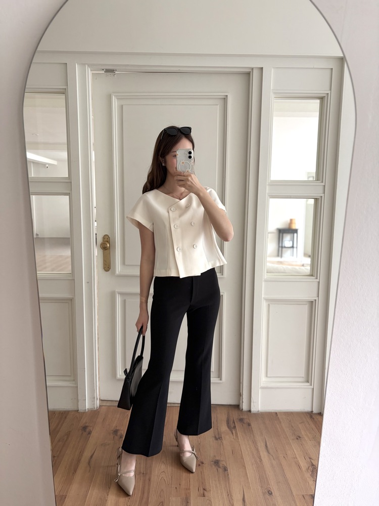 Chloe Double-Breasted Blouse (Ivory)
