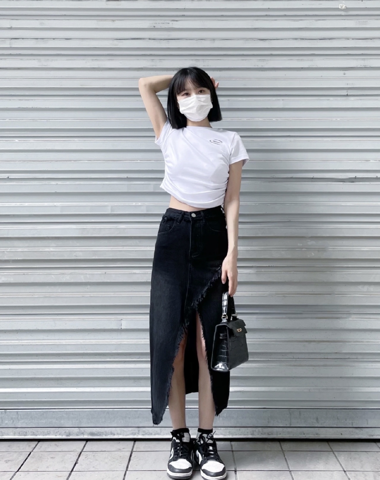 J203开叉牛仔半身裙