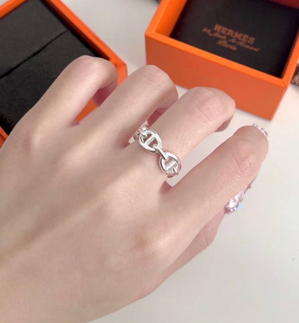 Size 52/53 Hermes ✨925 純銀 豬鼻戒指 