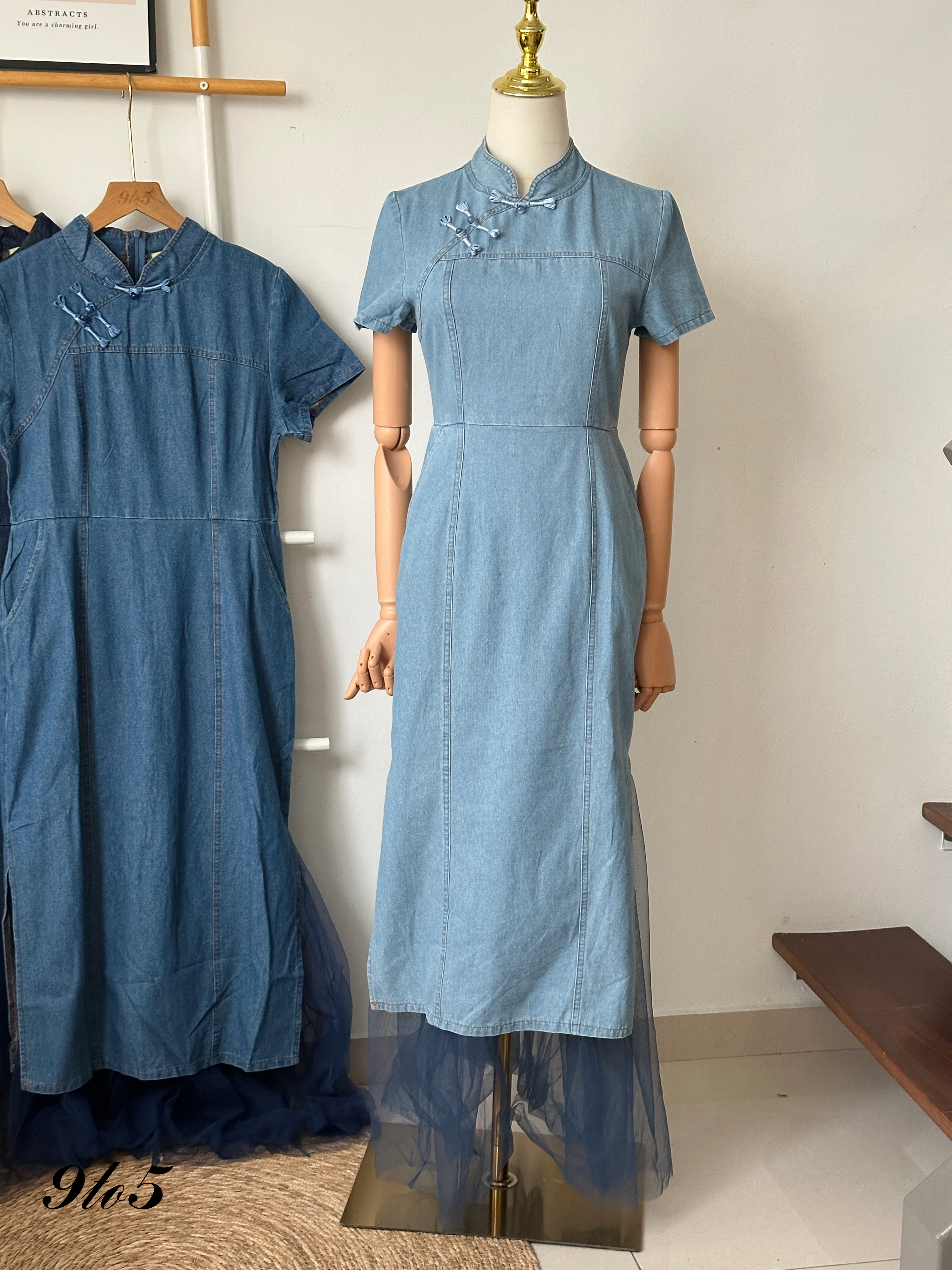 D2305 Denim Cheongsam Dress - 3 Colors