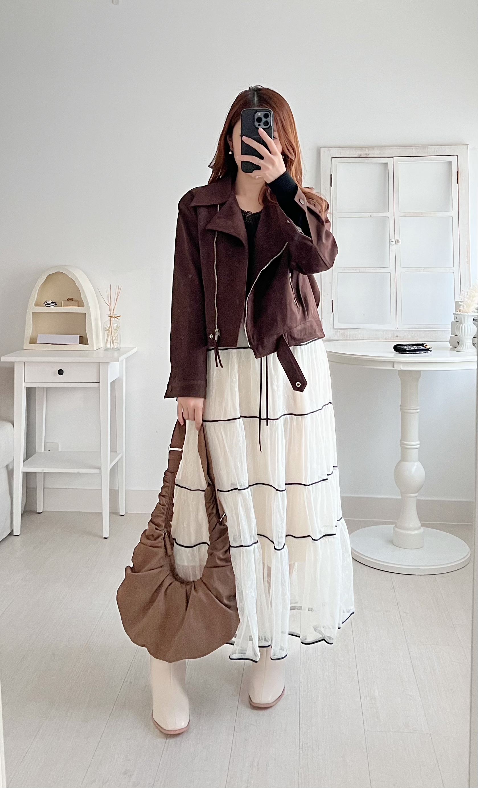 啞面磨砂Biker Jacket (KR)棕色318111