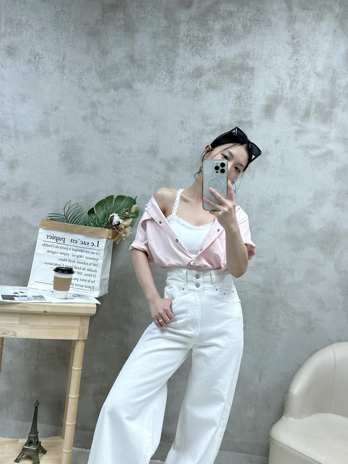 Q05 打褶喱士暗紋Bra top