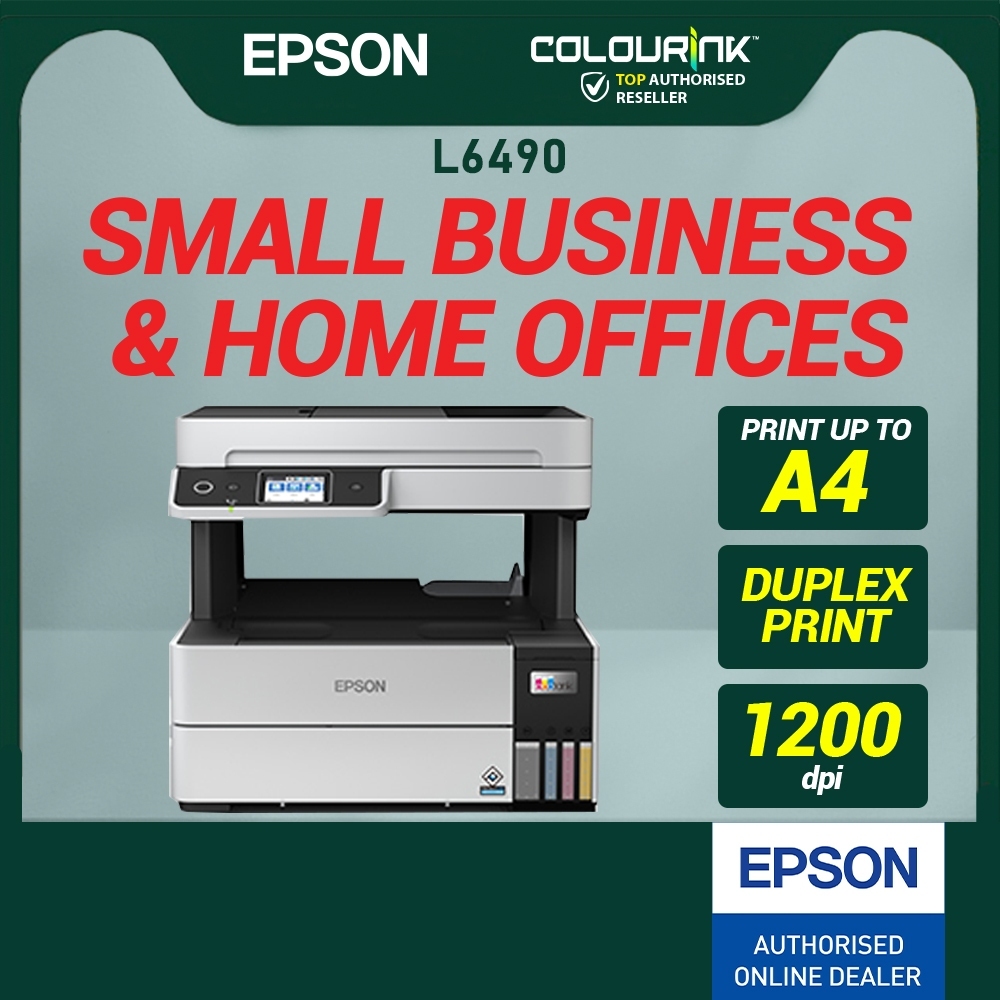 Epson Eco Ink Tank L6490 A4 4-in-1 Wifi Pigment Colour Photo Printer ADF Duplex FAX Mobile Similar L3250 L6460 GX6070
