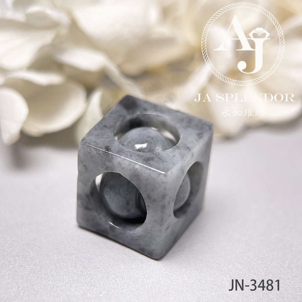 JN-3475/81/82/84 天然翡翠A玉 烏鷄招財進寶骰子吊墜