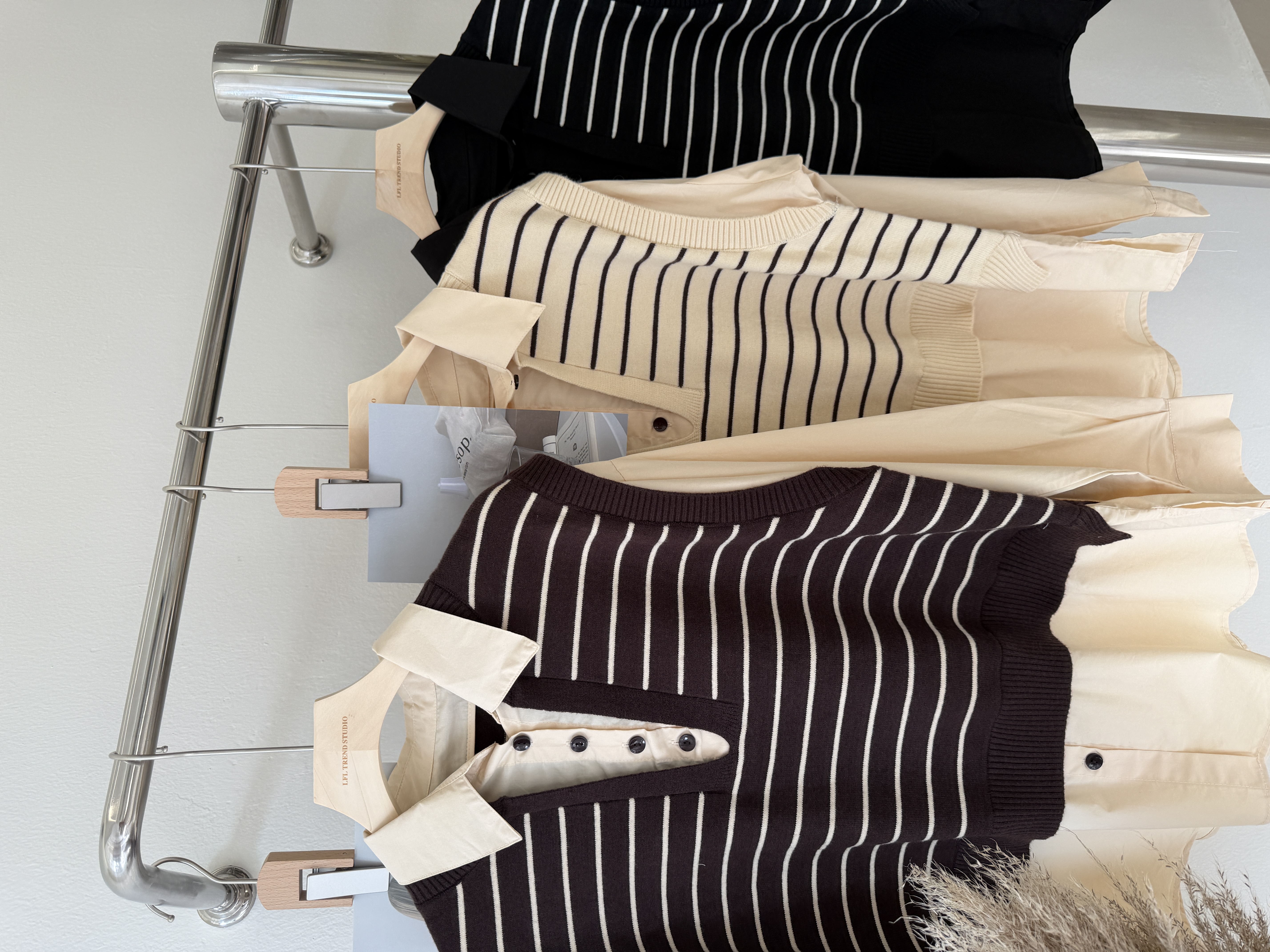 6543 韩系假两件条纹衬衫