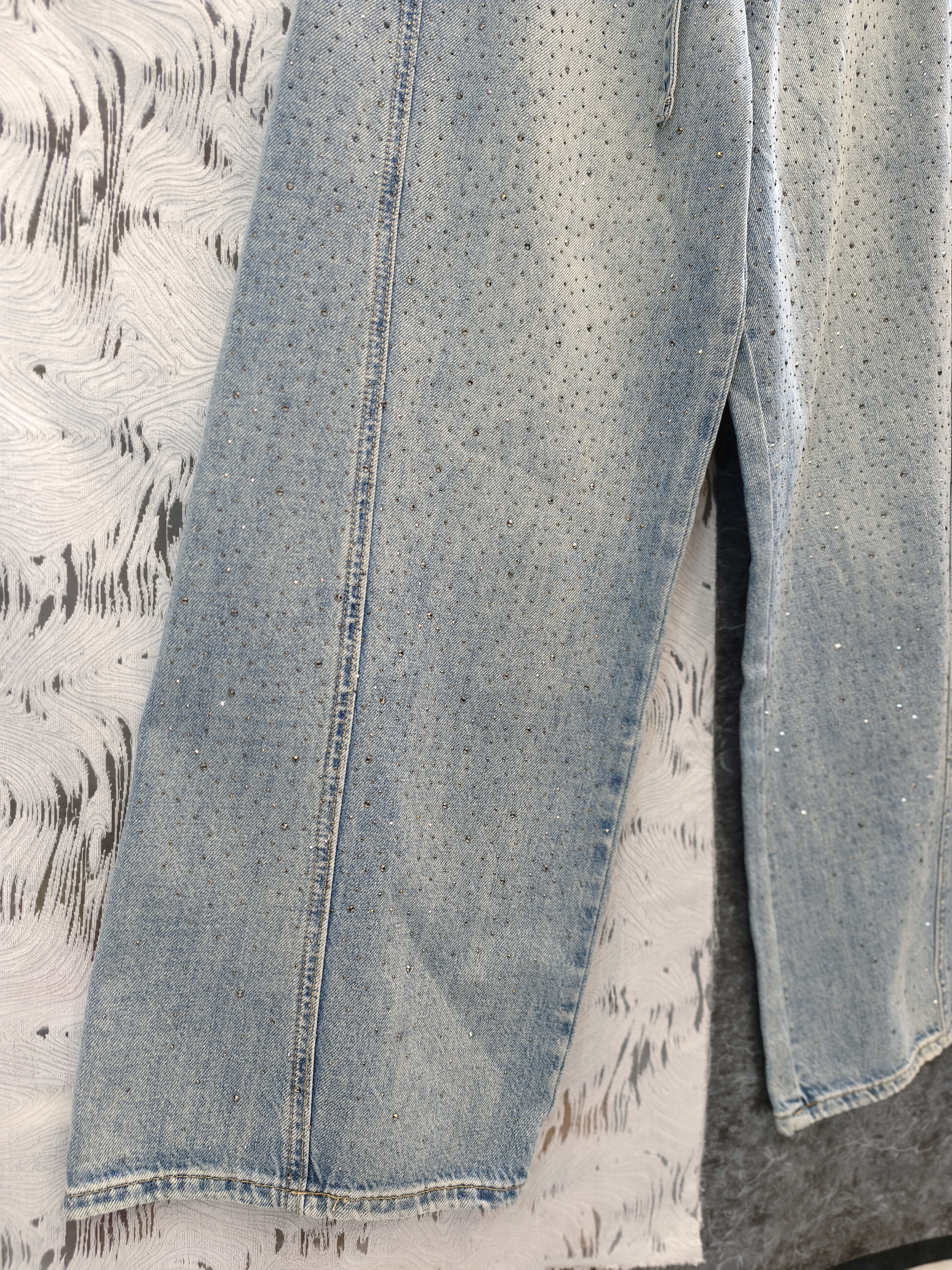 腰帶閃石牛仔褲