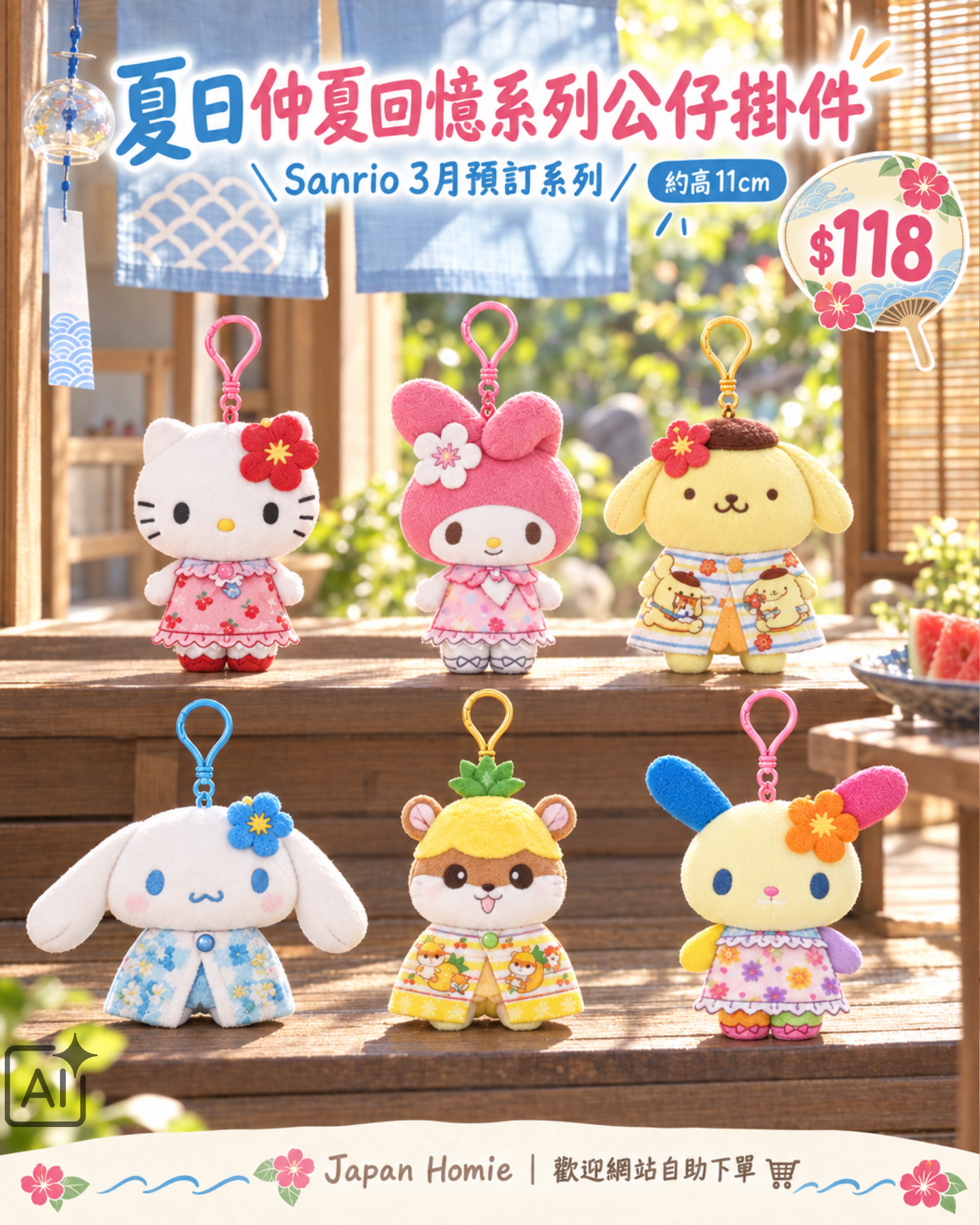 預訂 | Sanrio 仲夏回憶系列公仔掛件 