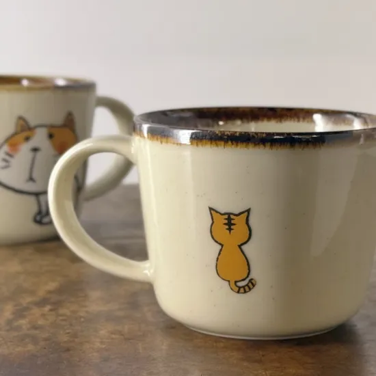 日本製 美濃燒 坐姿貓 馬克杯 300ml