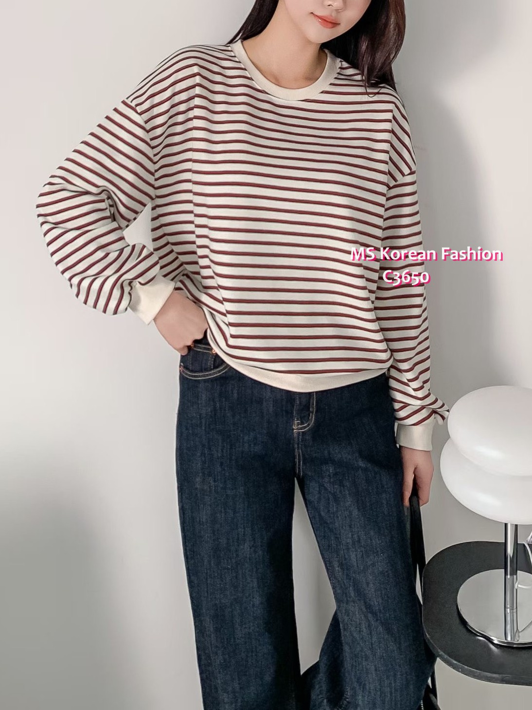 C3650 韓國🇰🇷靚色橫間top
