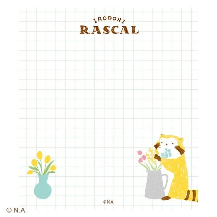 現貨｜IRODORI RASCAL 小浣熊 日本製 便條紙 Memo Notepad (花 LM393)