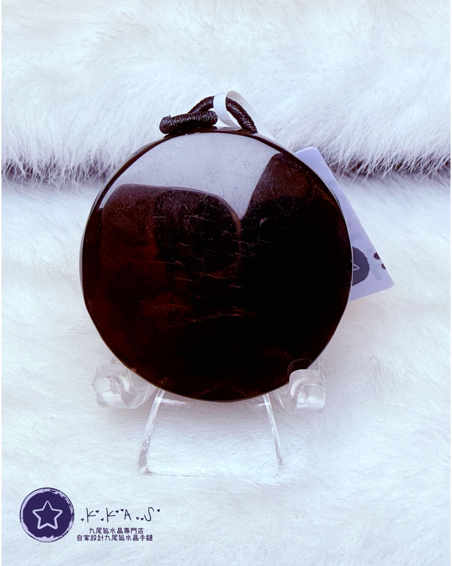 K00184 茶水晶 天使狐女孩 - 吊墜/手牌兩用款