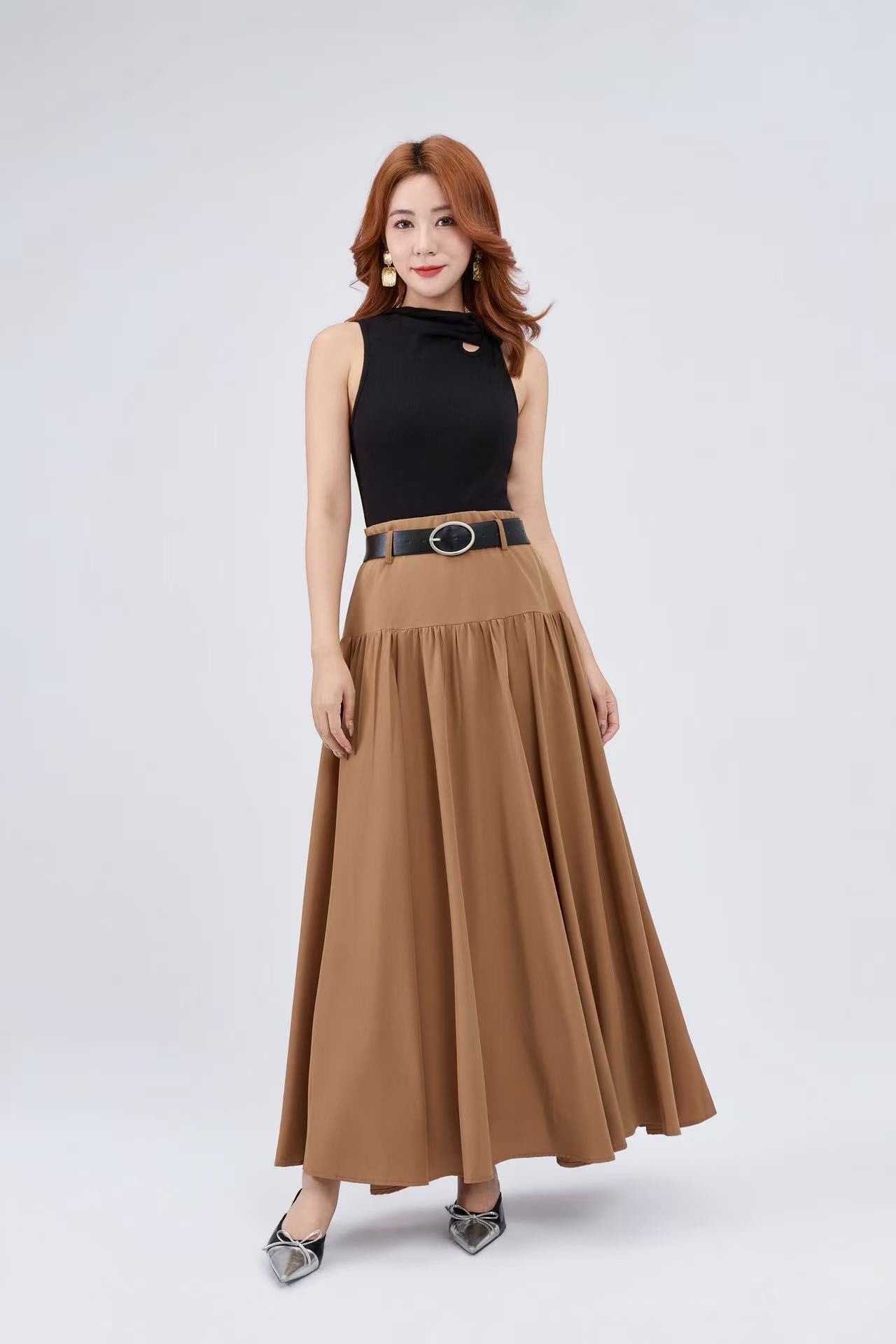 12241321 Soft Flow High-Waist Maxi Skirt