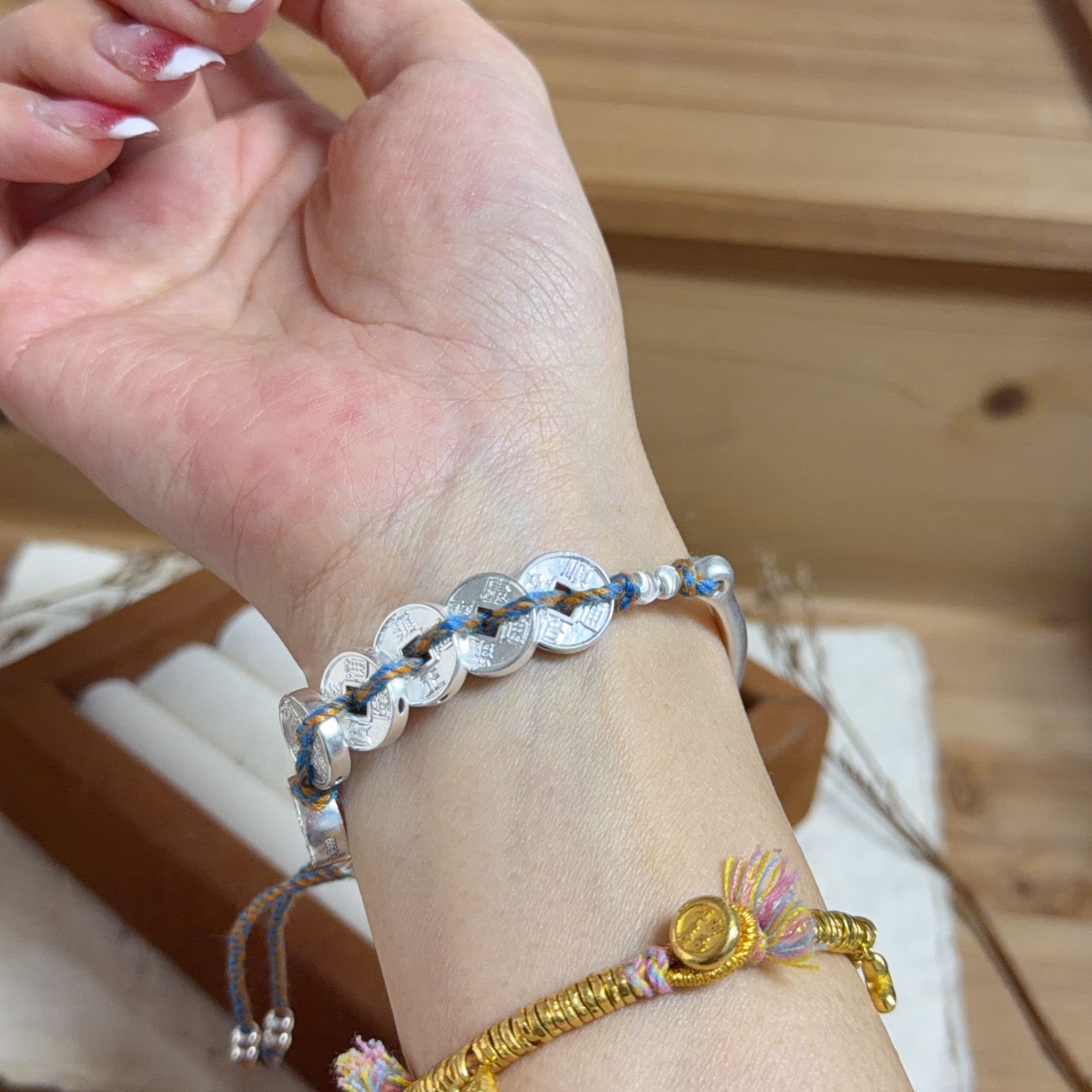 純銀五帝錢手鐲