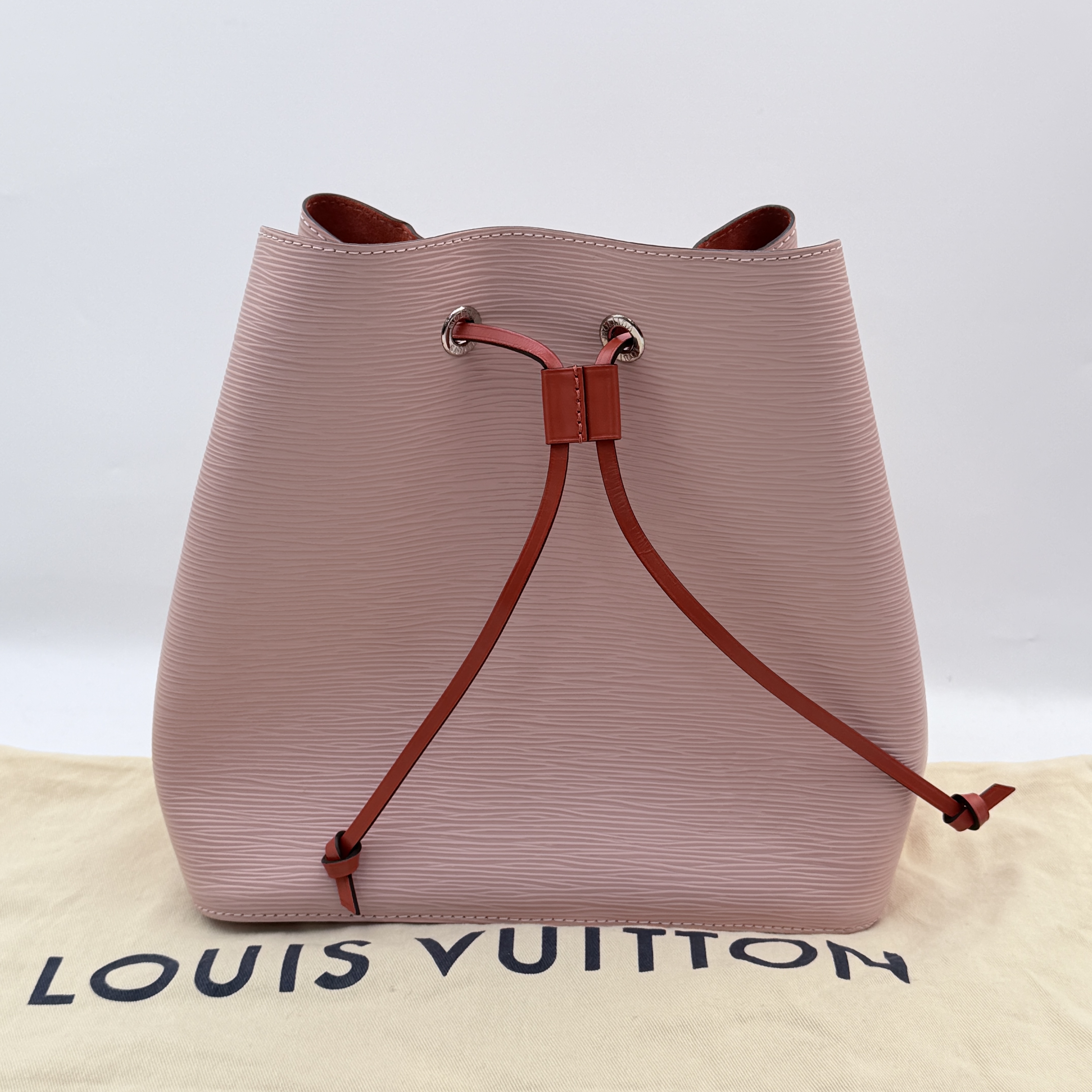 LV粉紅拼色水桶包