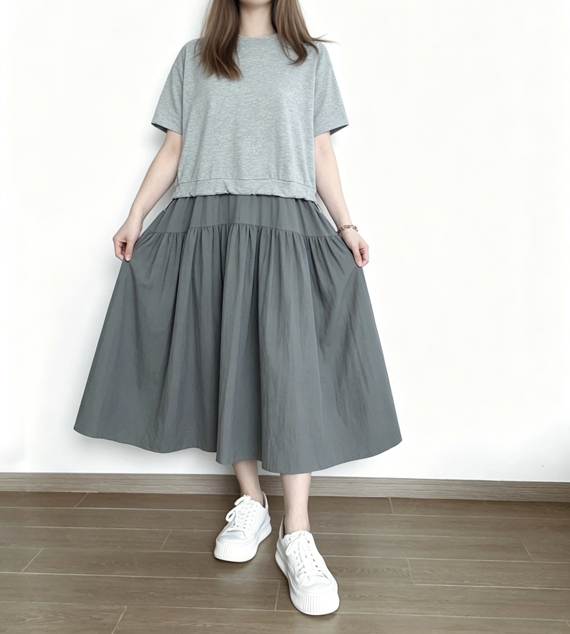 🌼春夏優惠🍀 假兩件拼接束繩Ops