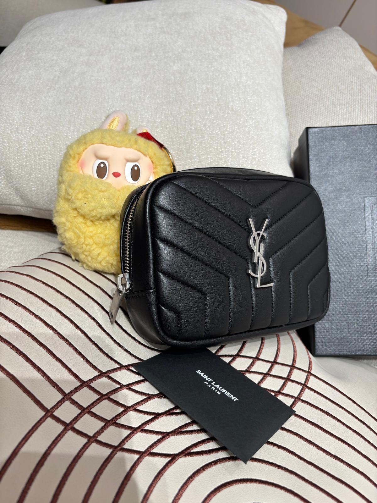 Ysl loulou pouch SAINT LAURENT Black Calfskin Pouch 100%Authentic, 99%new ✅certificate ✅box