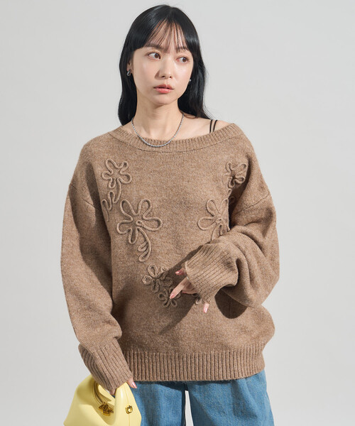 花花刺繡針織衫