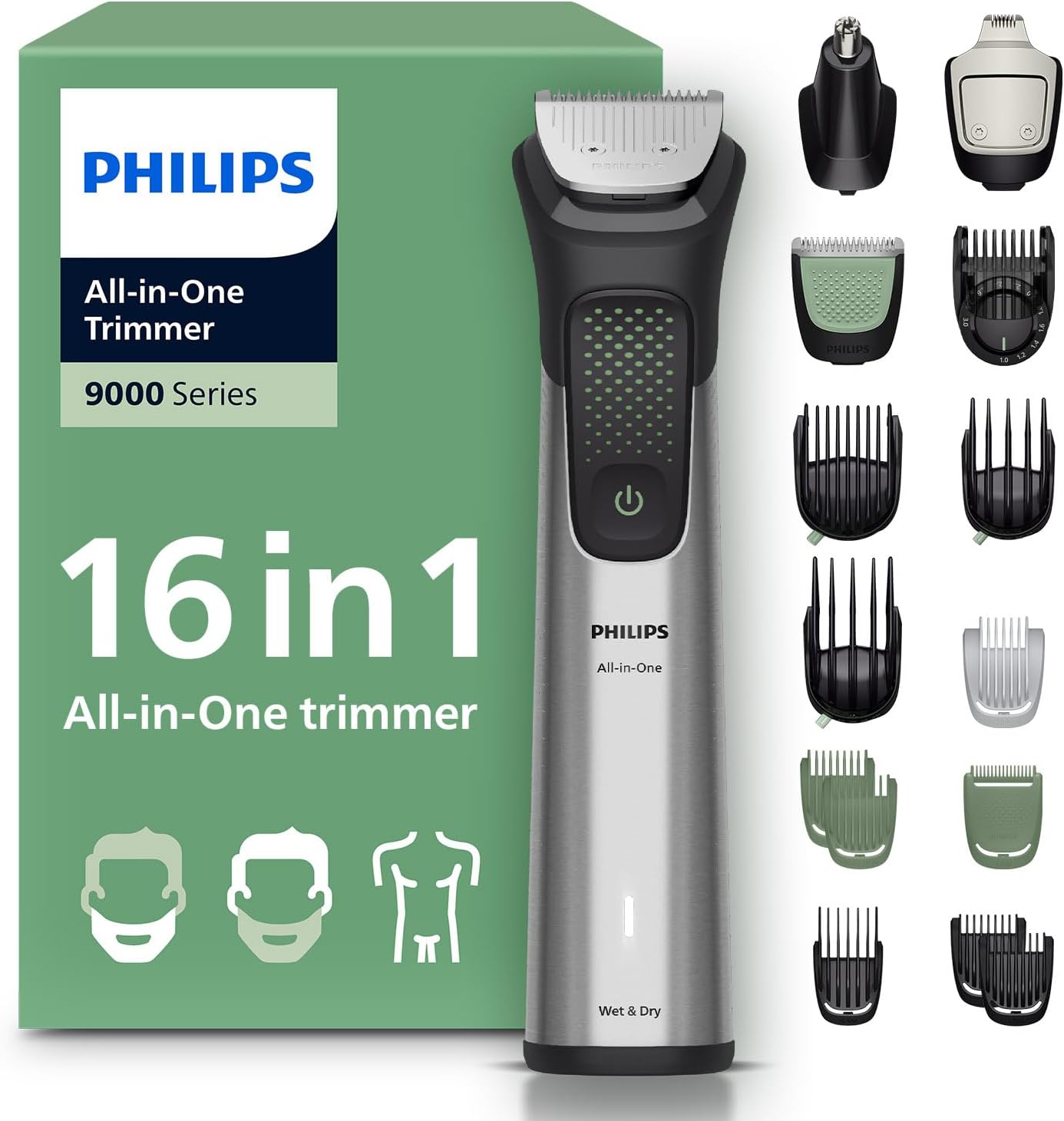 Philips 9000 系列一體式修剪器，適用於臉部、頭部和身體的 16合 1 多功能修剪器（MG9532/15) Series 9000 All-in-one Trimmer, 16-in-1 Multigroom (Model MG9532/15)