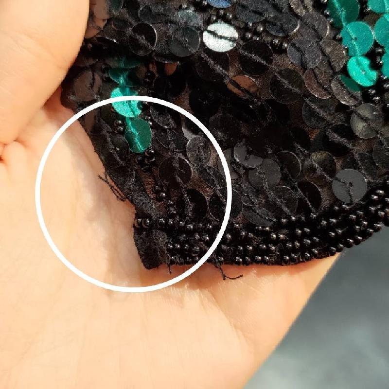 1980s Oleg Cassini by He-ro industries co. Hand-Stitched Green & Black Sequin Silk Disco Top (ZA115)