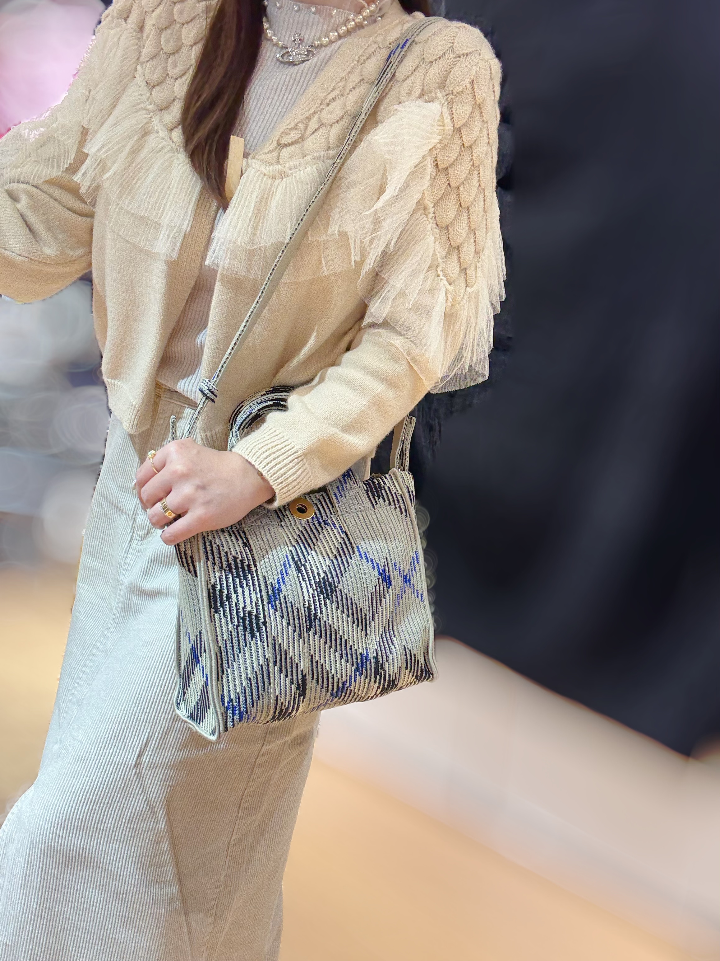 Burberry mini check tote lichen