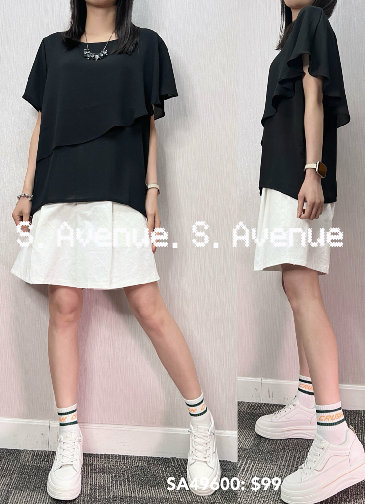 SA49600: 短袖斗逢兩層雪紡top