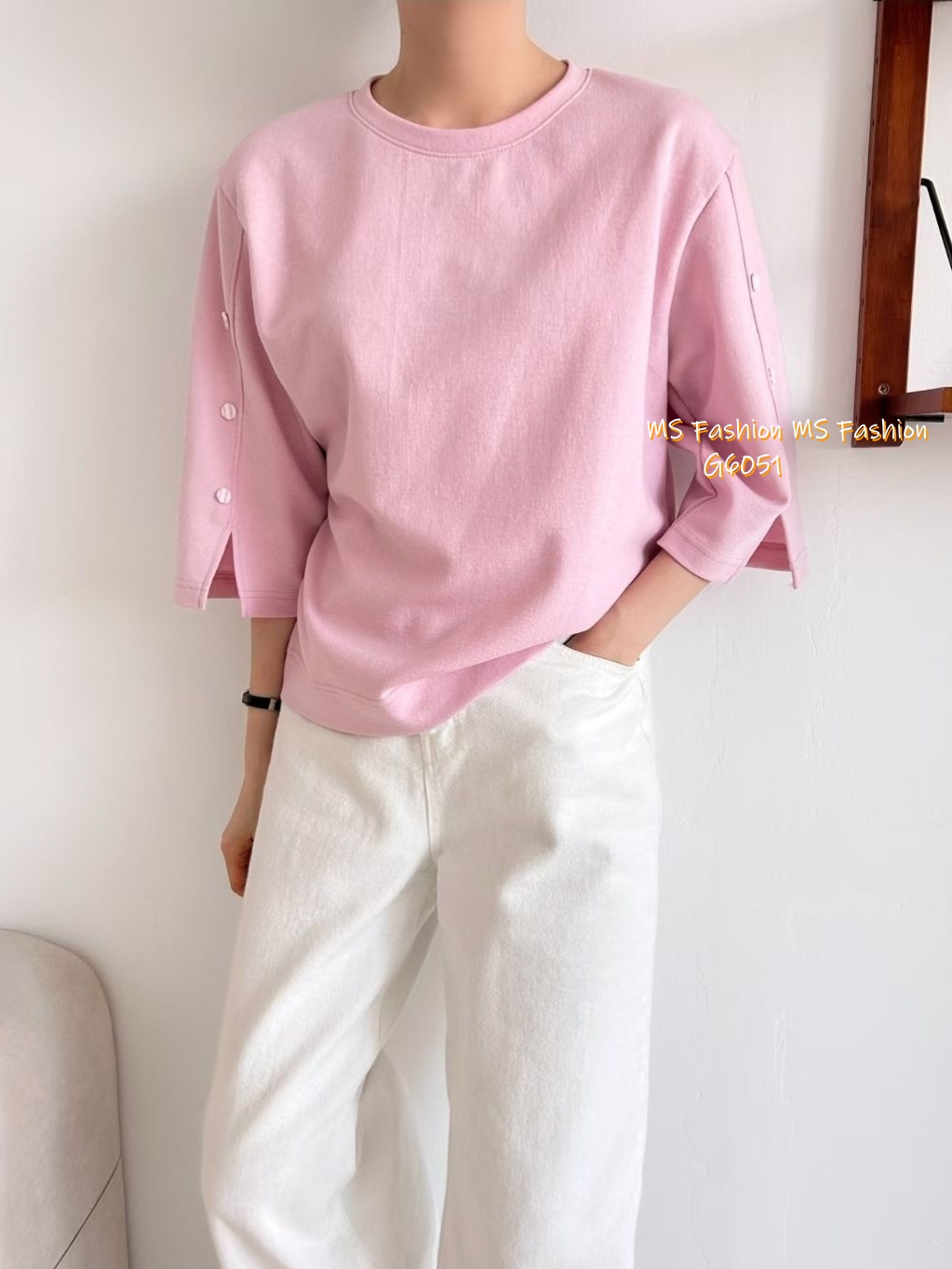 G6051 韓國🇰🇷特色袖鈕top