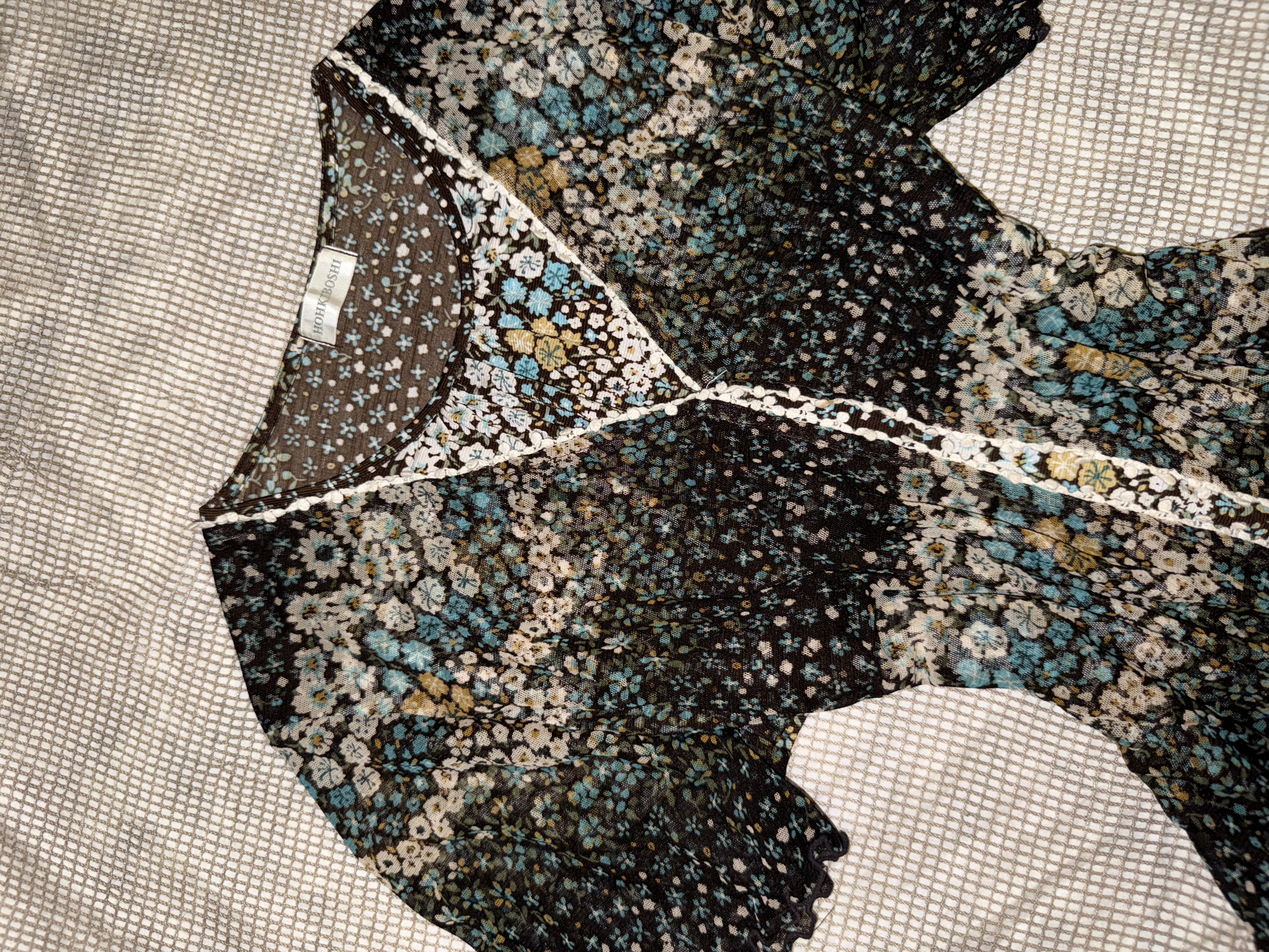 Brown Floral Print Crinkle Chiffon Blouse