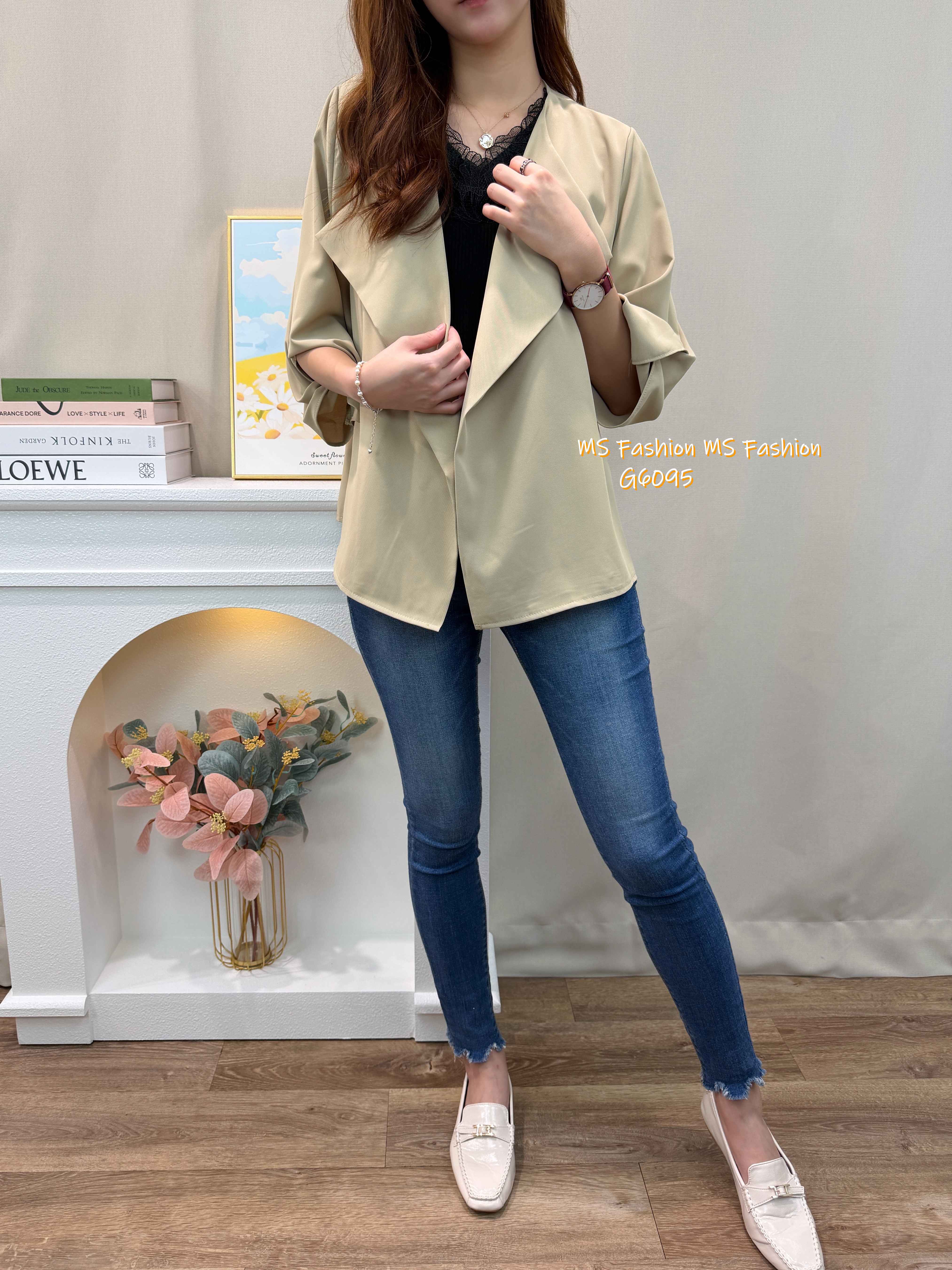 G6095 韓國🇰🇷開胸扭結袖薄外套