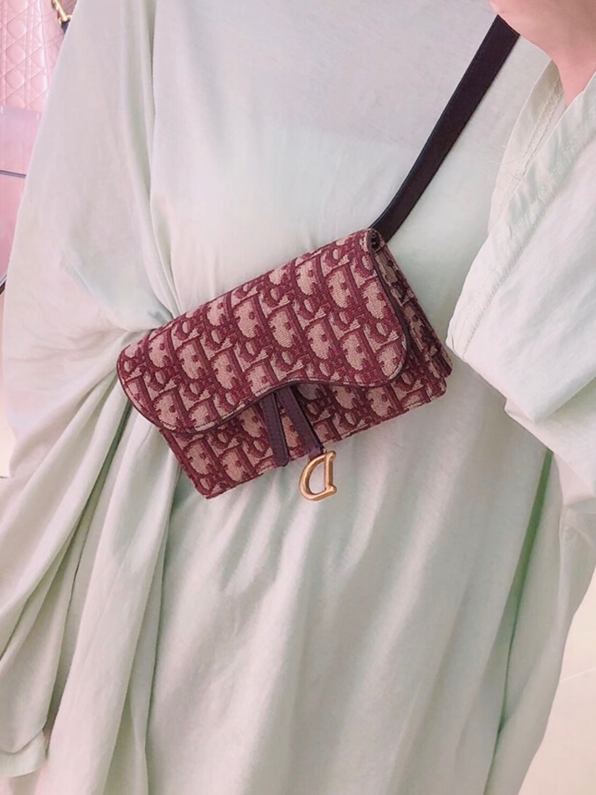 Dior👜 PRE OWNED 🛍️Dior 紅色老花腰包WOC兩用❤️  