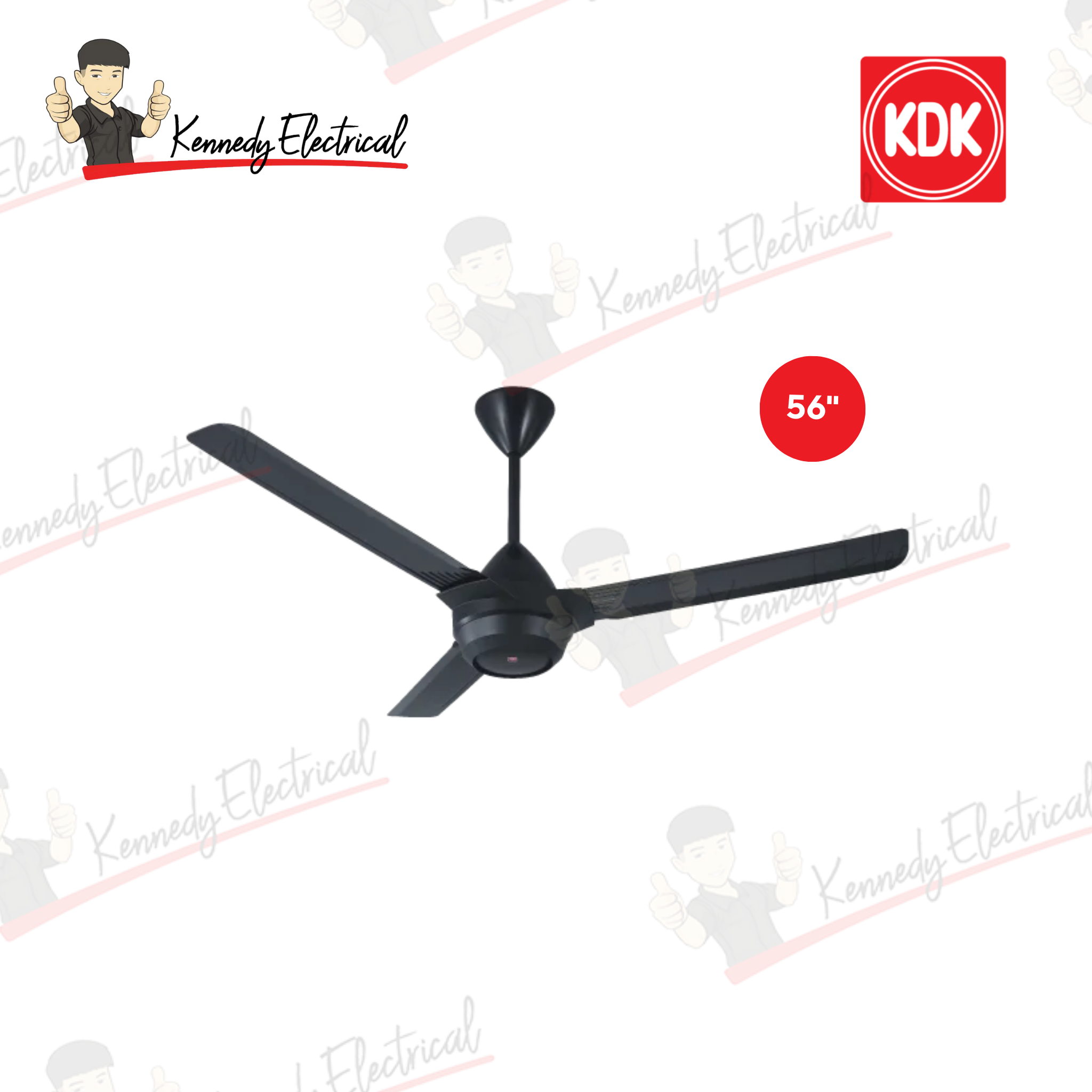 KDK 56" Ceiling Fan 3-Blade Black (K14XF-BK)