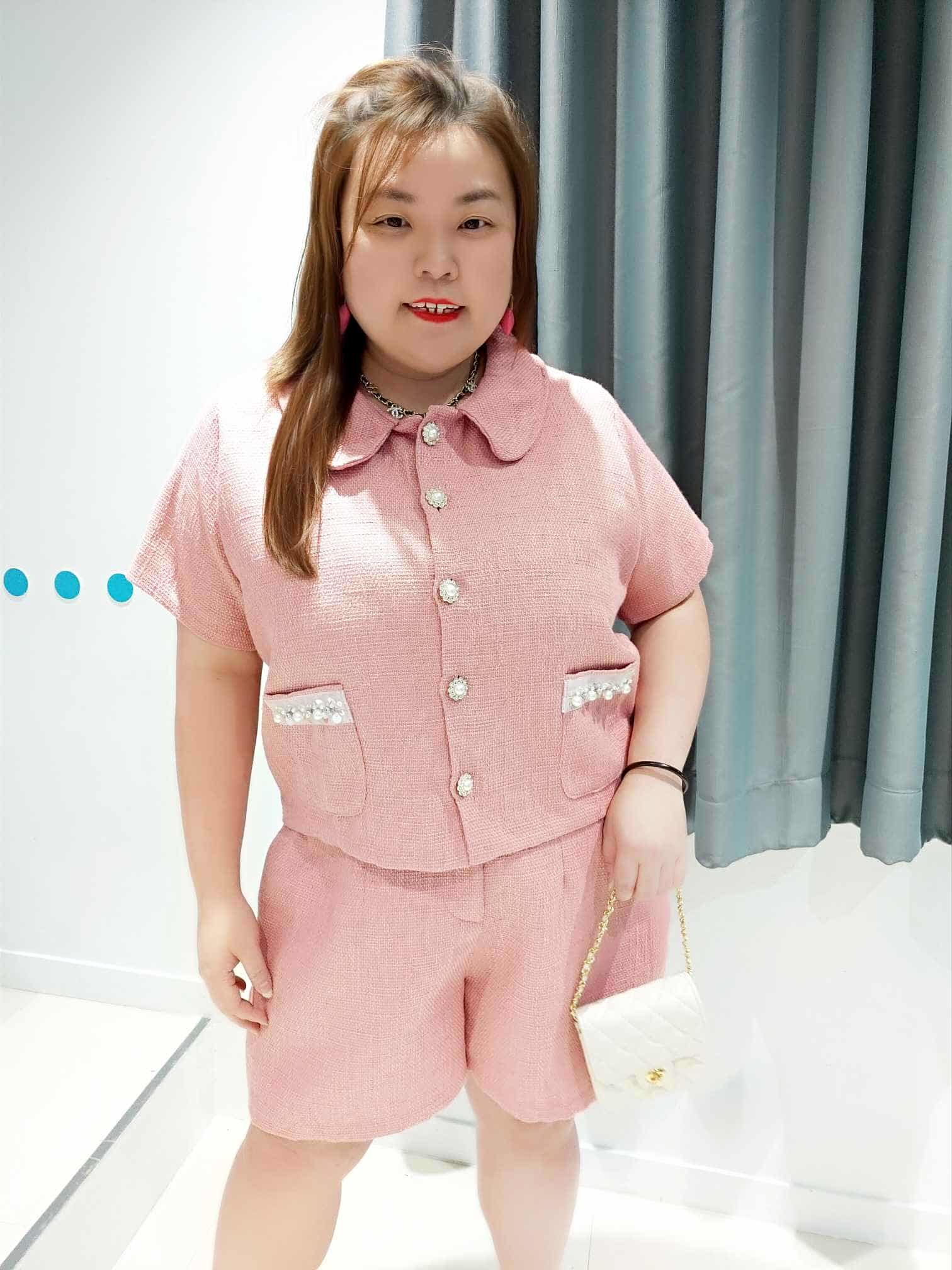 DSD06 珍珠钮小香风裤子套装