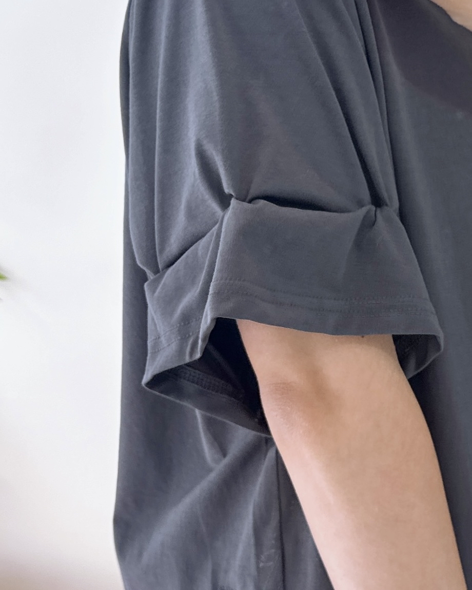 簡約百搭摺袖薄棉上衣 3色