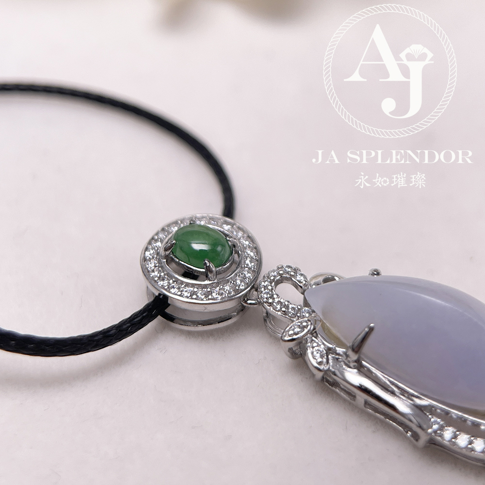 JNS-50 天然翡翠A 冰種紫羅蘭隨型綠色頂珠吊墜