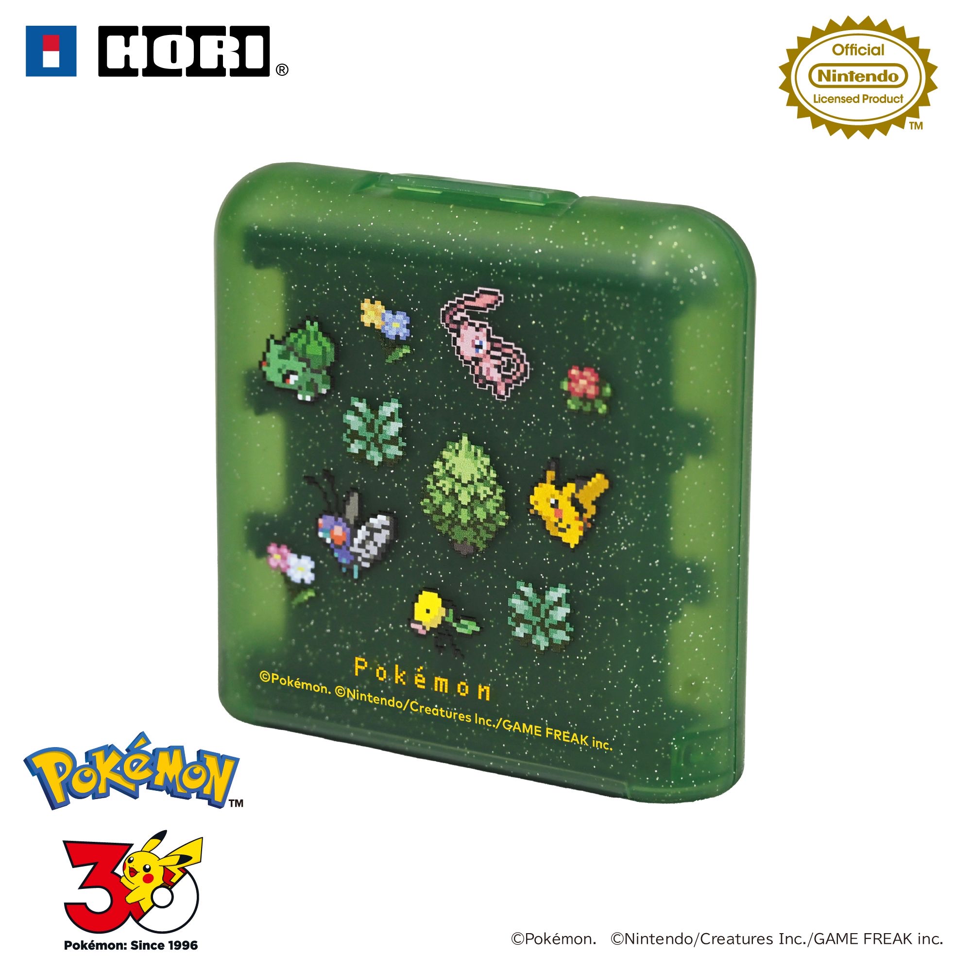 HORI NS2 24個裝遊戲卡收納盒 寶可夢像素風綠 (NSX-187)        HORI NS2  Card case for 24 cards Pokémon Pixel Art Green (NSX-187)