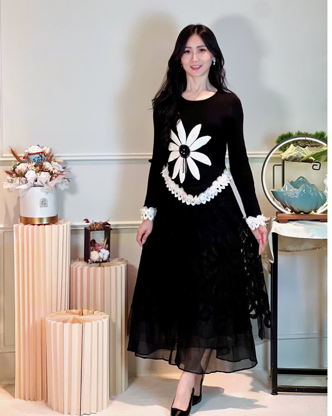 5110 Leila Long Sleeve with 3D Flower Blouse
