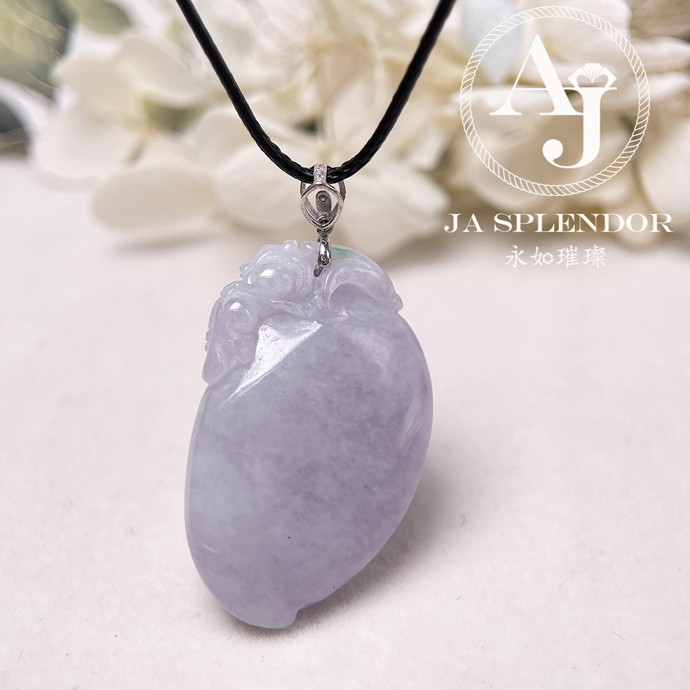JNK-91 天然翡翠A玉 【猴】冰糯紫羅蘭靈猴獻壽18K吊墜