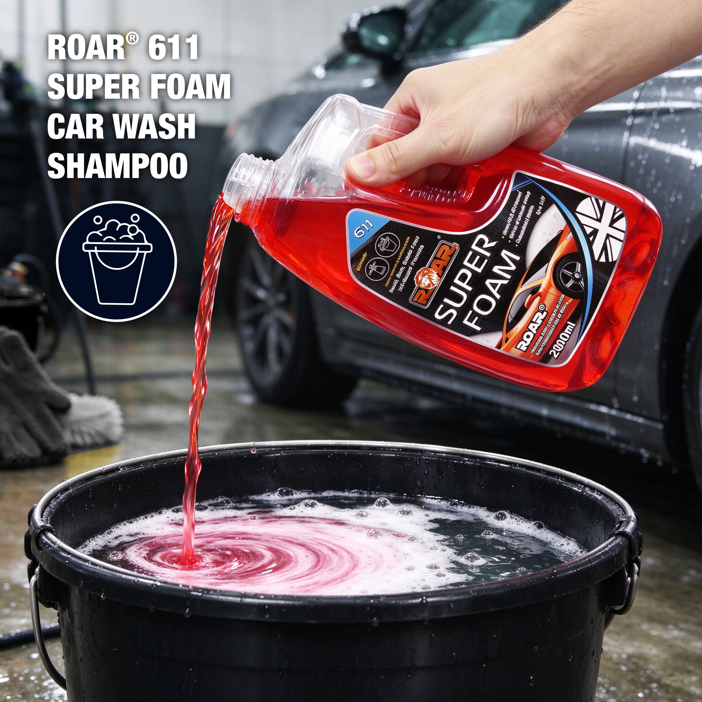 ROAR SUPER FOAM 濃縮高泡洗車液 2000ml（中性配方／泡沫噴壺／水桶兩用）
