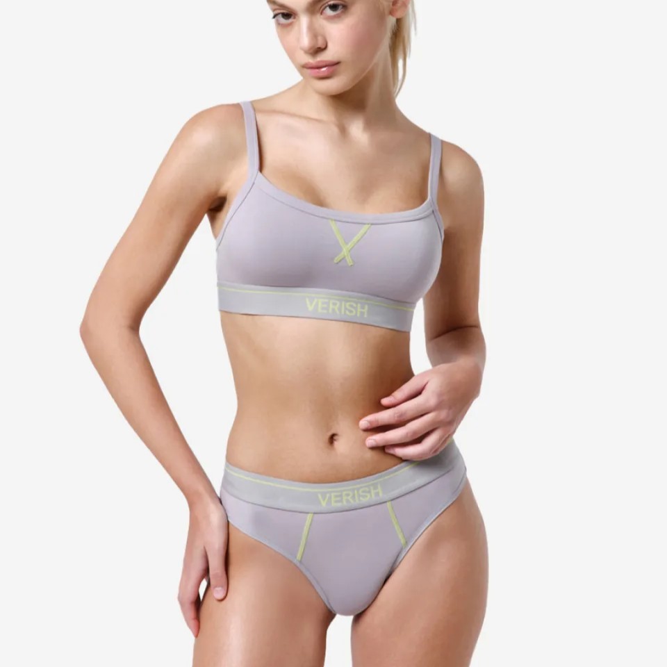 韓國 VERISH Cotton Stitch Bra Top Logo & Panty Logo Set 棉質刺繡胸圍內褲套裝