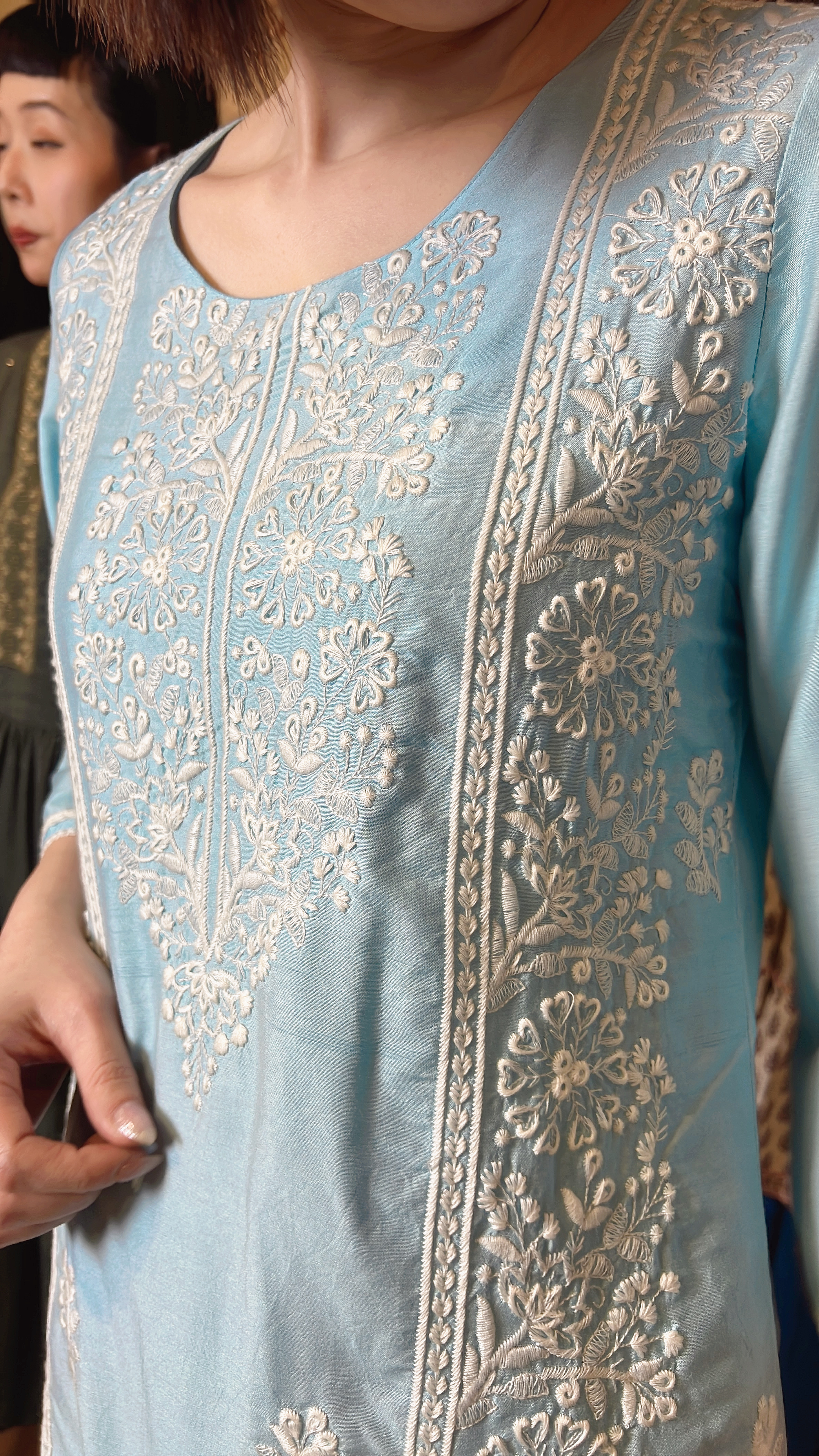 Icy Blue Emb. Kurta #1075