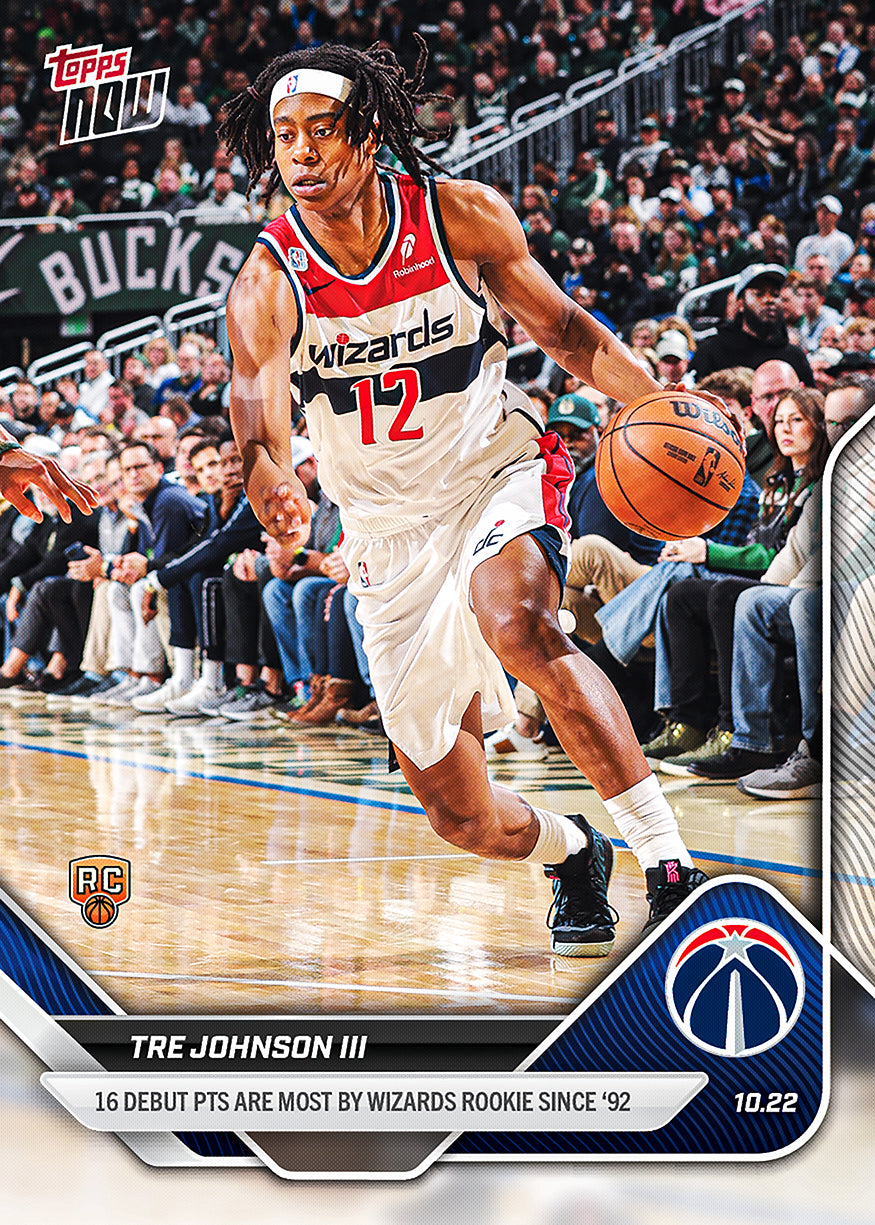 Tre Johnson III RC - 2025-26 NBA Topps NOW® #14 Washington Wizards 新人卡｜PR 997