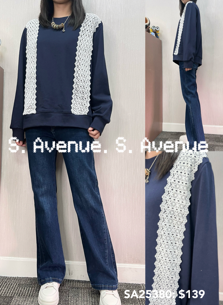 SA25380: 長袖側兩邊lace衞衣