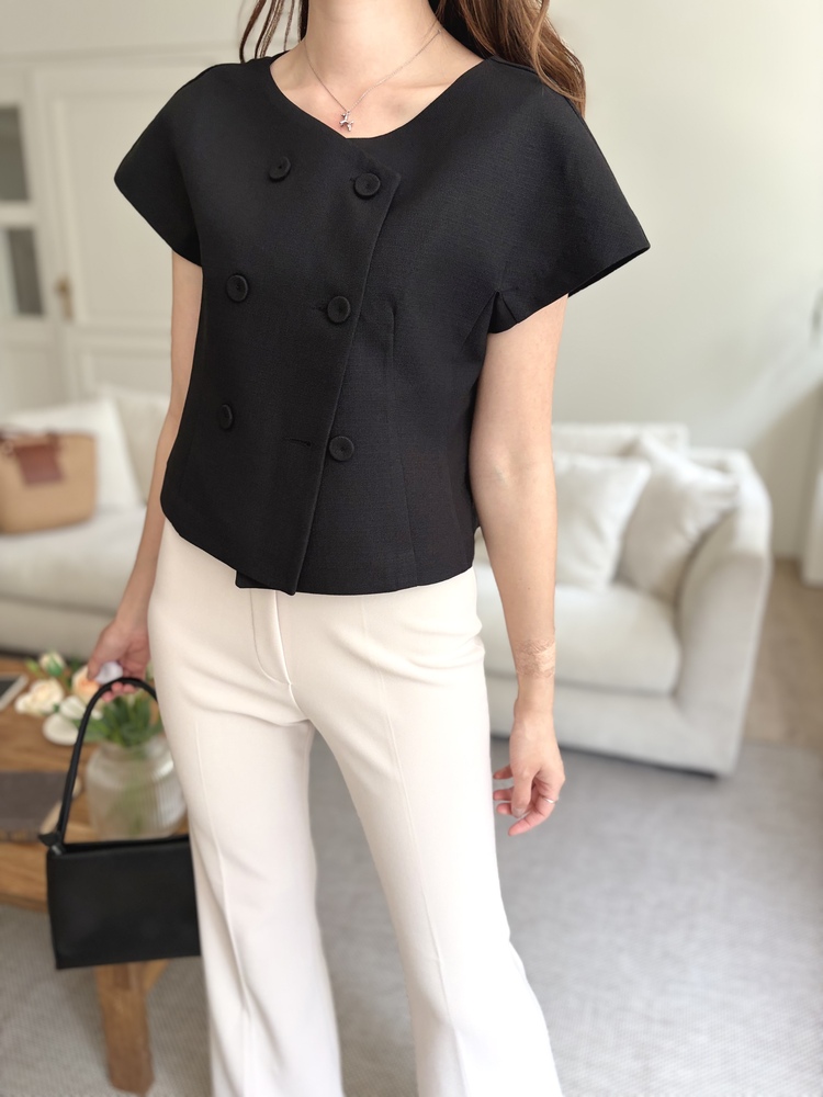 Chloe Double-Breasted Blouse (Black)