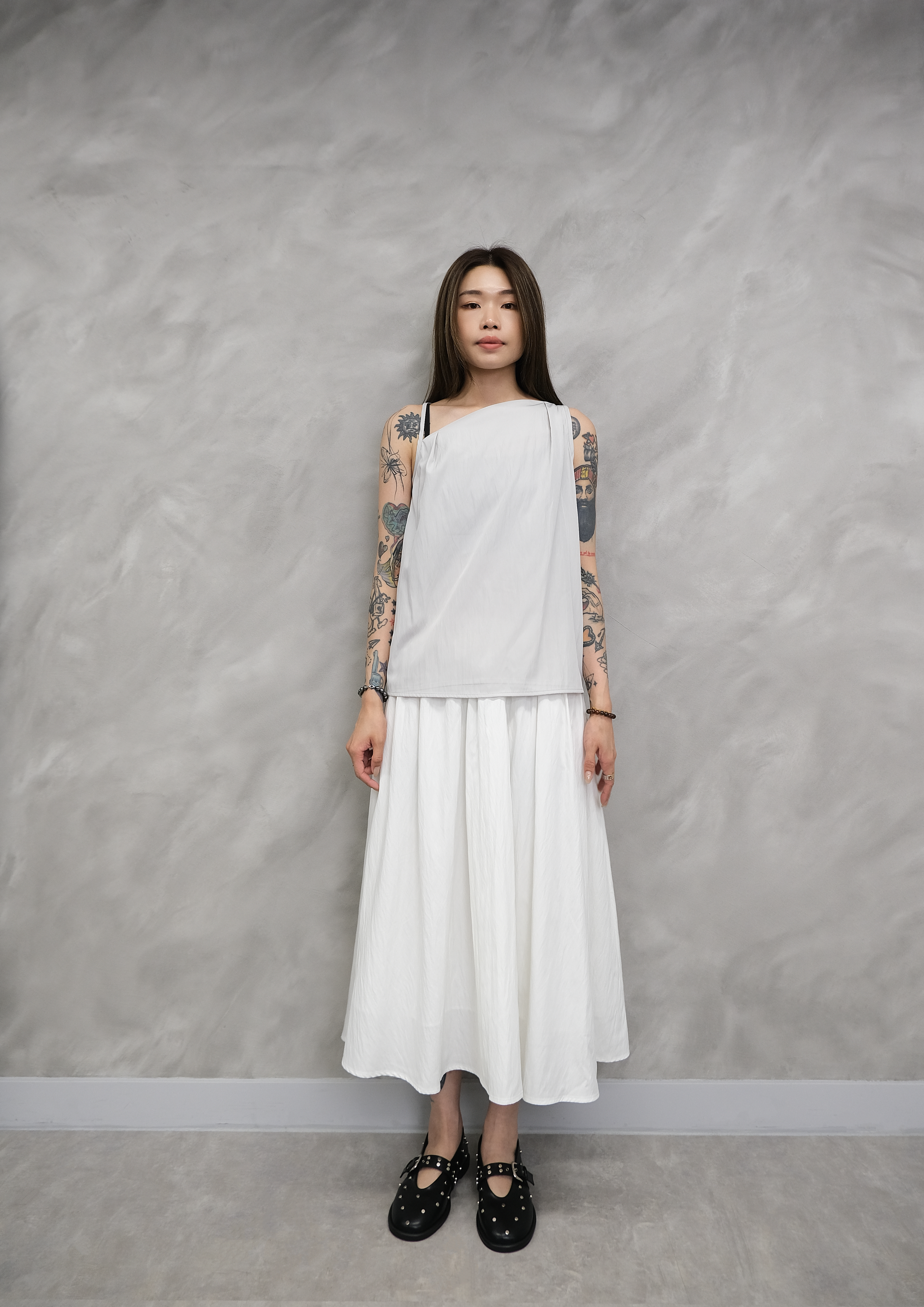 Asymmetrical collar top #top146