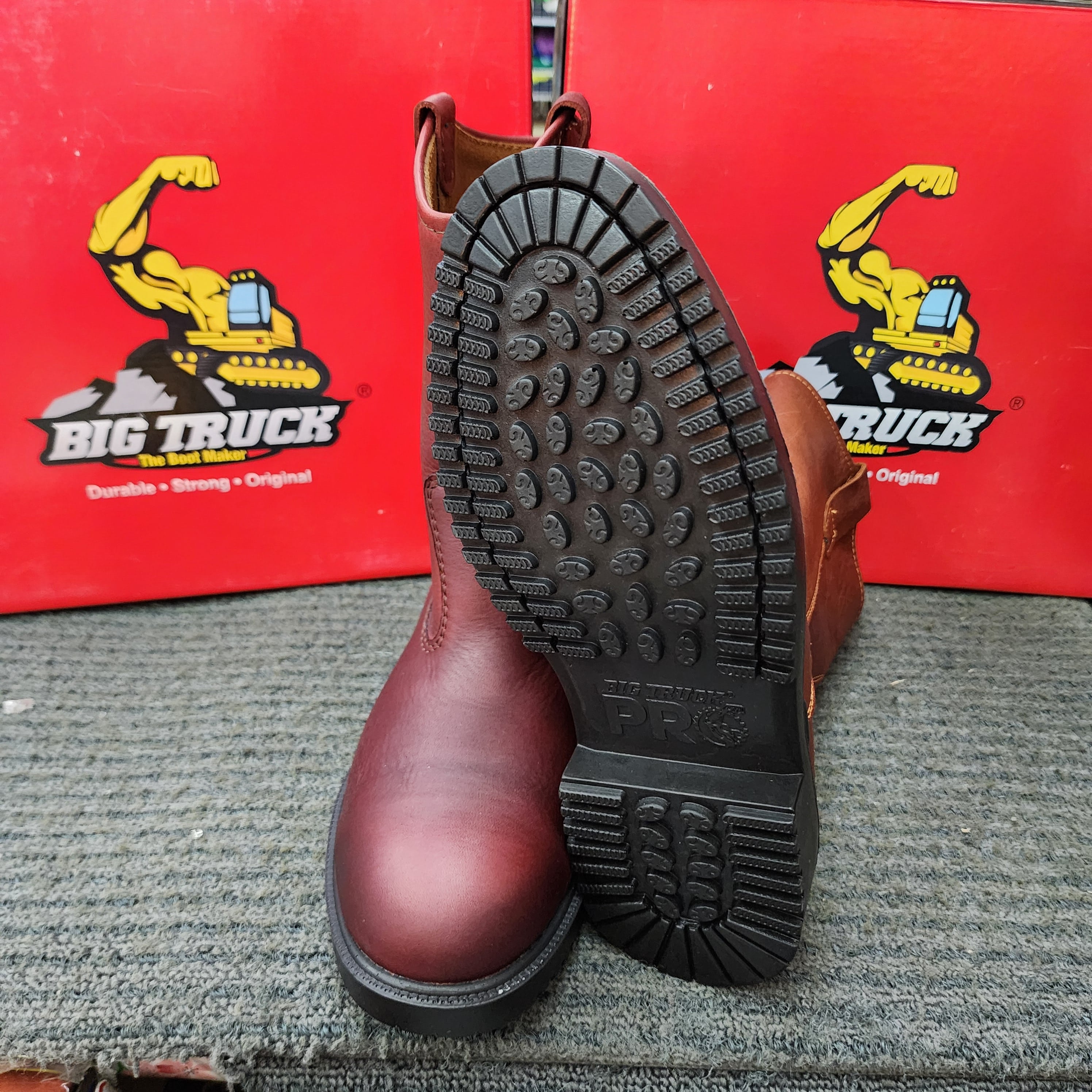 BIG TRUCK PRO 118 HIGH CUT PULL UP BOOTMEN’S PREMIUM LEATHER LIGHTWEIGHT SAFETY BOOTS SHOE Square Toe