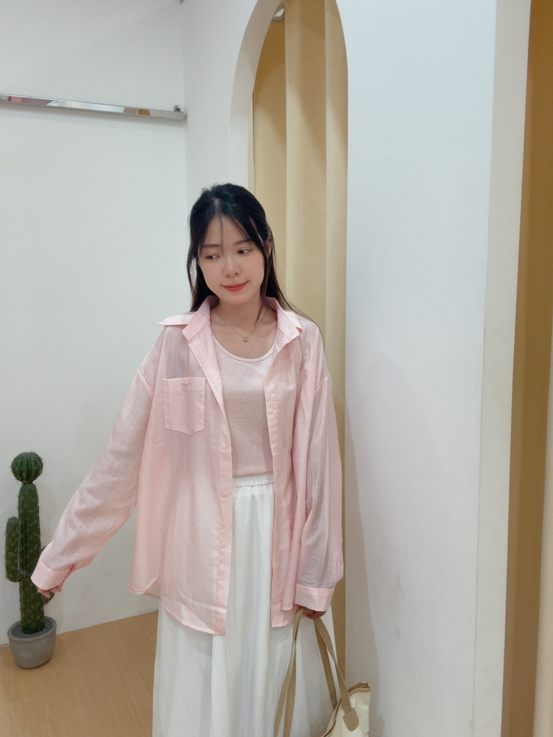 休闲松弛感背心+防晒长袖衬衫两件套 R3065 