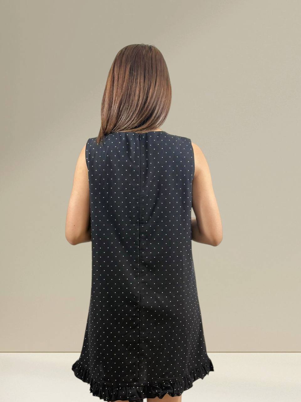 W6197 - Mini Dot Sleeveless Dress 