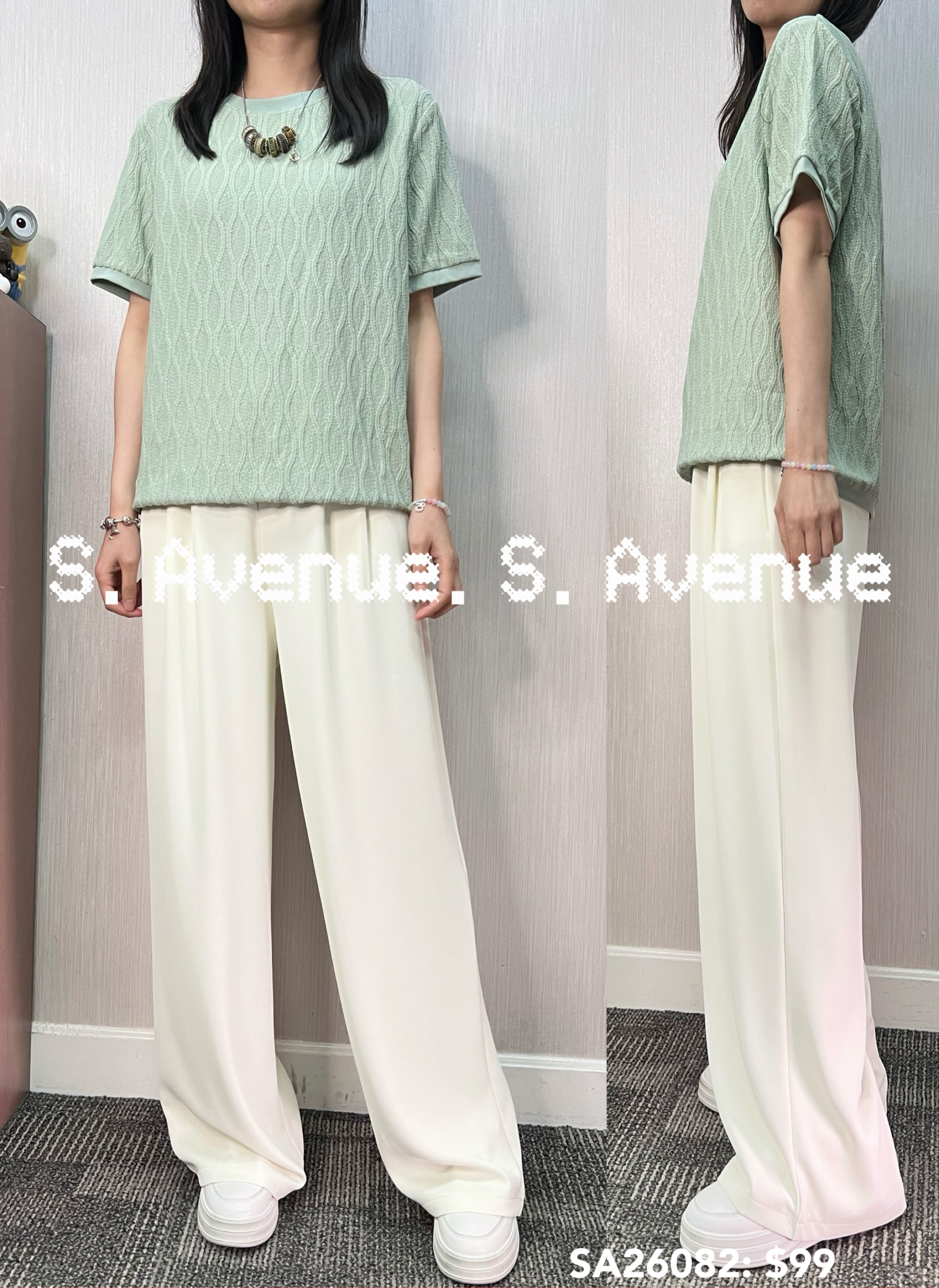 SA26082: 短袖暗鎖紋top